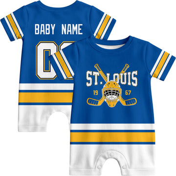 Personalized St. Louis Hockey Baby Onesie - Custom Hockey Fan Infant Bodysuit - Antking