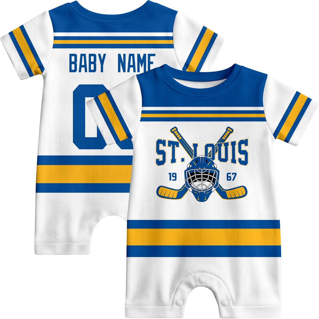 Personalized St. Louis Hockey Baby Onesie - Custom Hockey Fan Infant Bodysuit - Antking