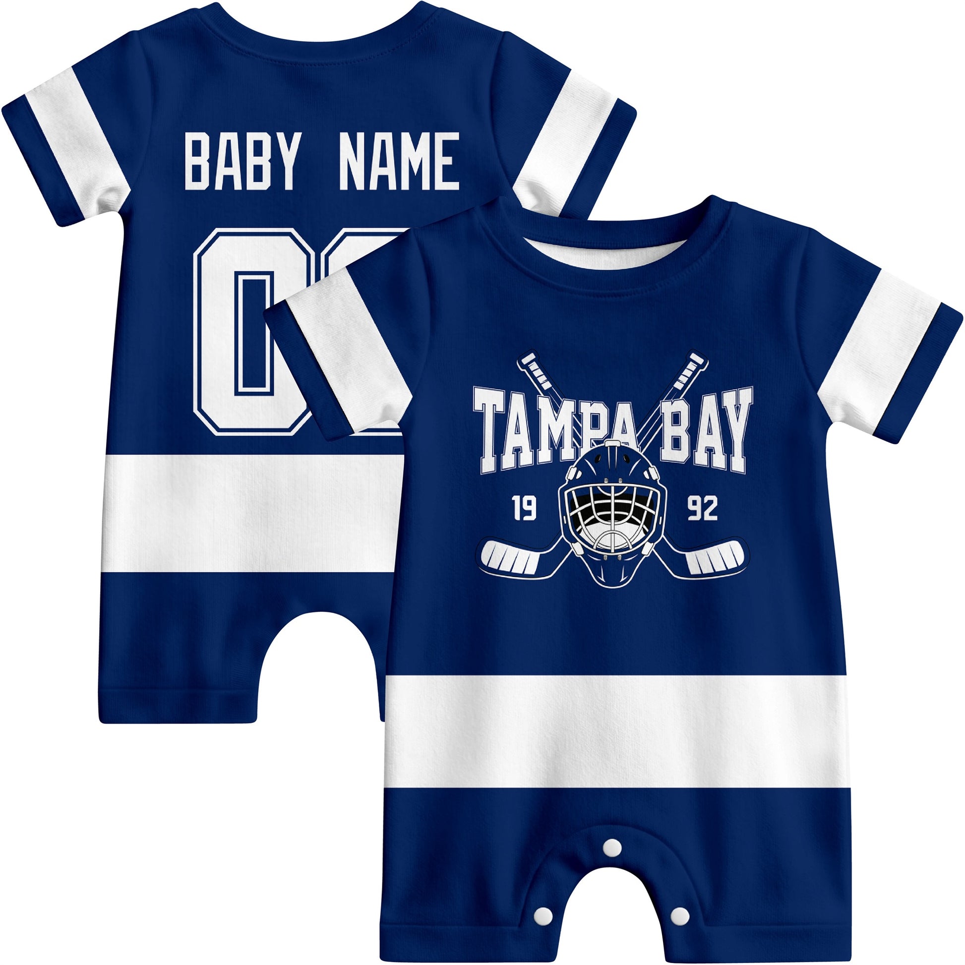 Personalized Tampa Bay Hockey Baby Onesie - Custom Hockey Fan Infant Bodysuit - Antking