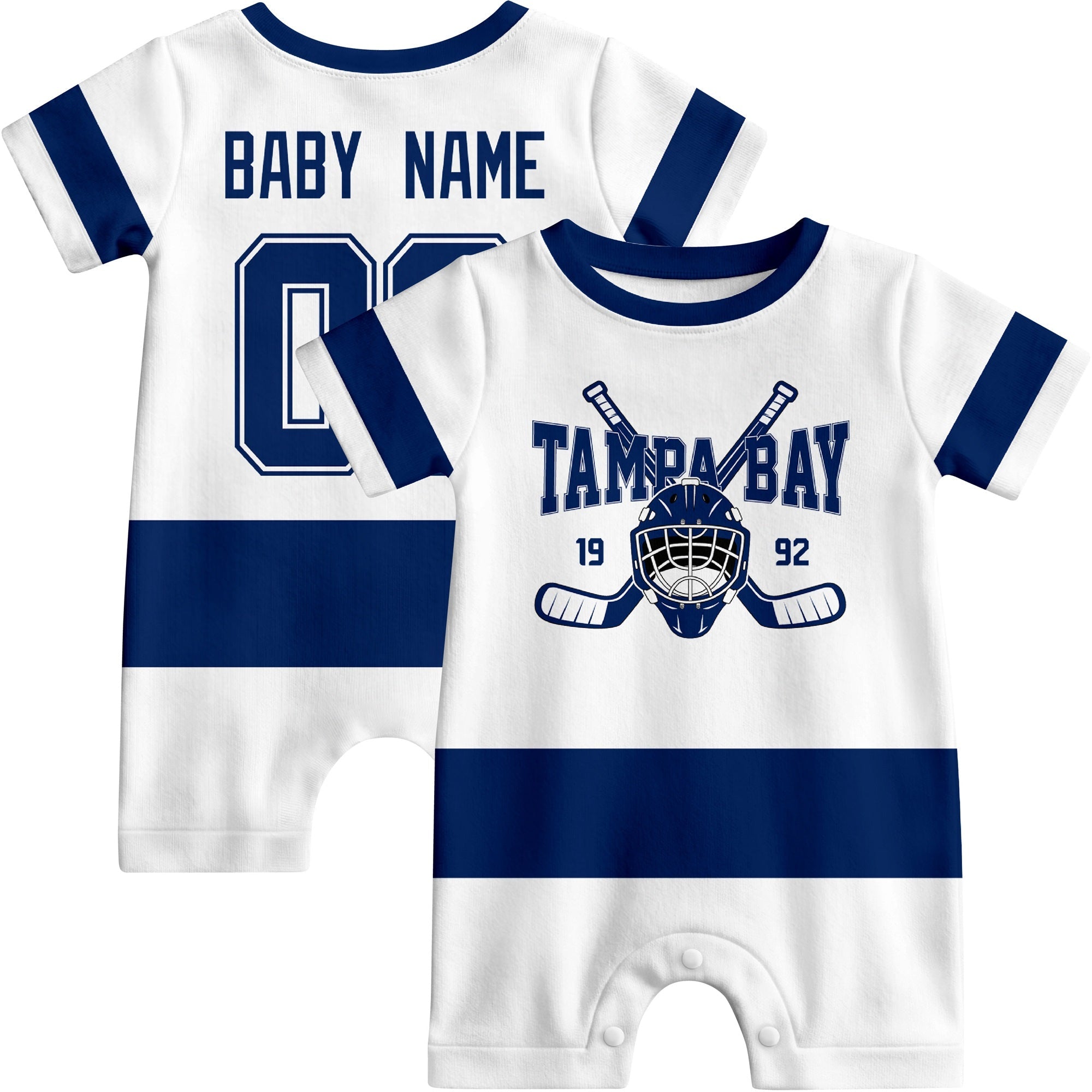 Personalized Tampa Bay Hockey Baby Bodysuit - Custom Name & Number ANTKING