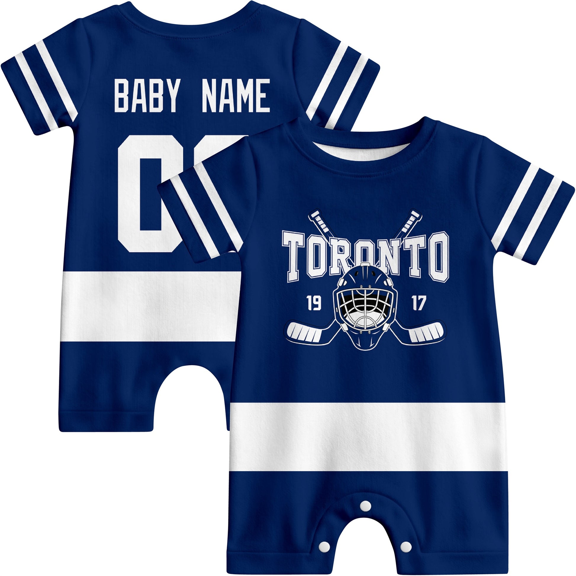 Personalized Toronto Hockey Baby Onesie - Custom Hockey Fan Infant Bodysuit - Antking