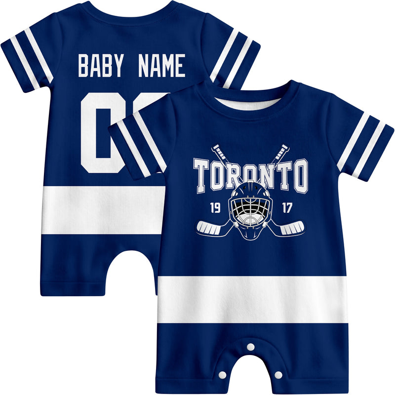 Personalized Toronto Hockey Baby Onesie - Custom Hockey Fan Infant Bodysuit - Antking