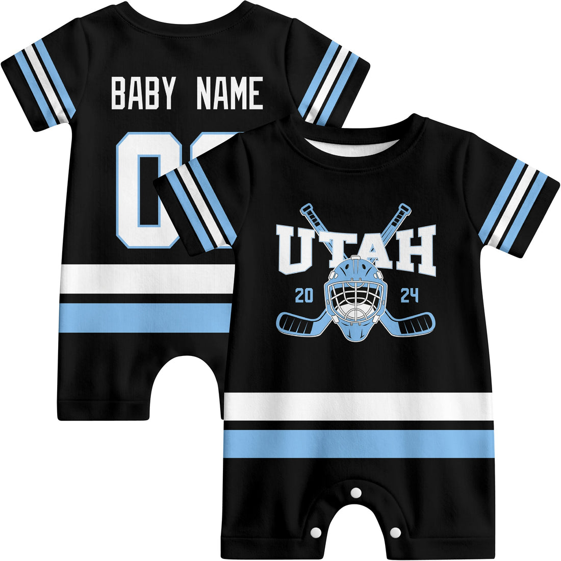 Personalized Utah Hockey Baby Onesie - Custom Hockey Fan Infant Bodysuit - Antking