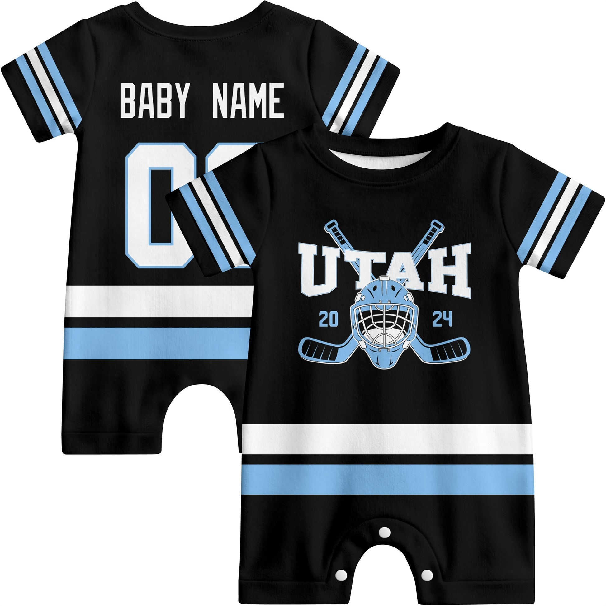Personalized Utah Hockey Baby Onesie - Custom Hockey Fan Infant Bodysuit - Antking
