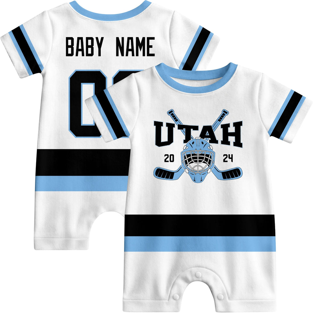 Personalized Utah Hockey Baby Onesie - Custom Hockey Fan Infant Bodysuit - Antking