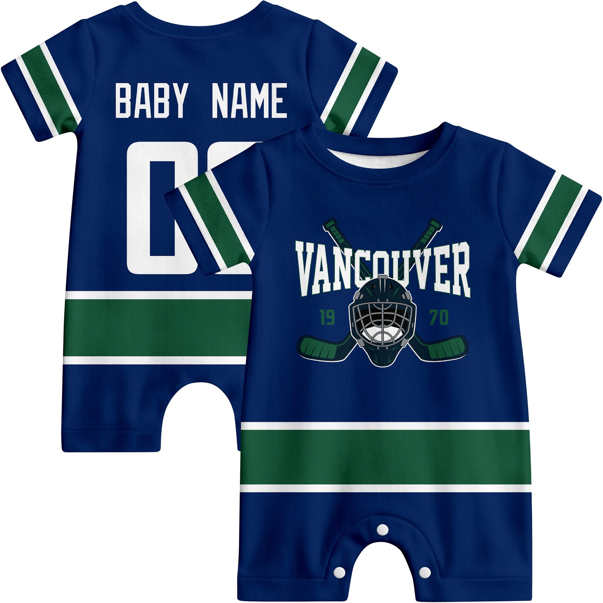 Personalized Vancouver Hockey Baby Onesie - Custom Hockey Fan Infant Bodysuit - Antking