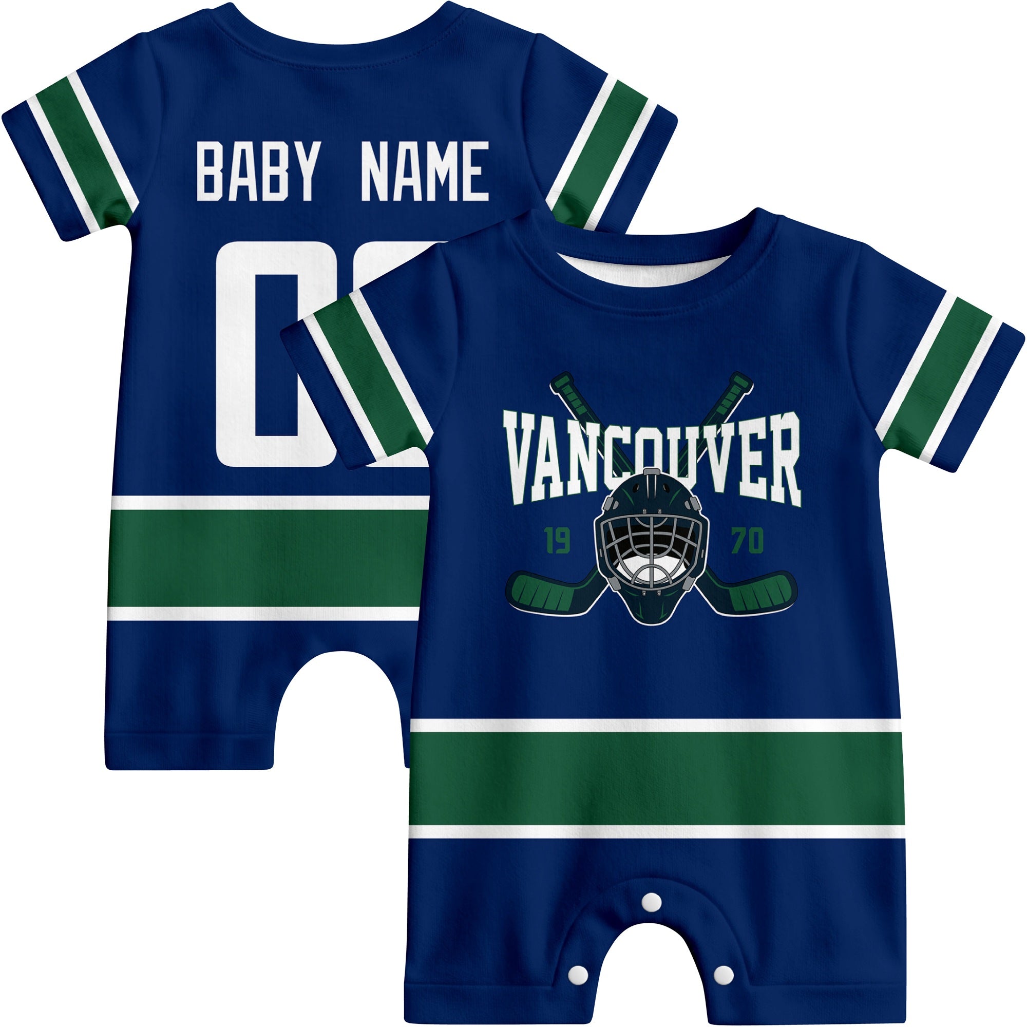 Personalized Vancouver Hockey Baby Onesie - Custom Hockey Fan Infant Bodysuit - Antking