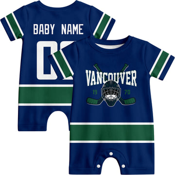 Personalized Vancouver Hockey Baby Onesie - Custom Hockey Fan Infant Bodysuit - Antking