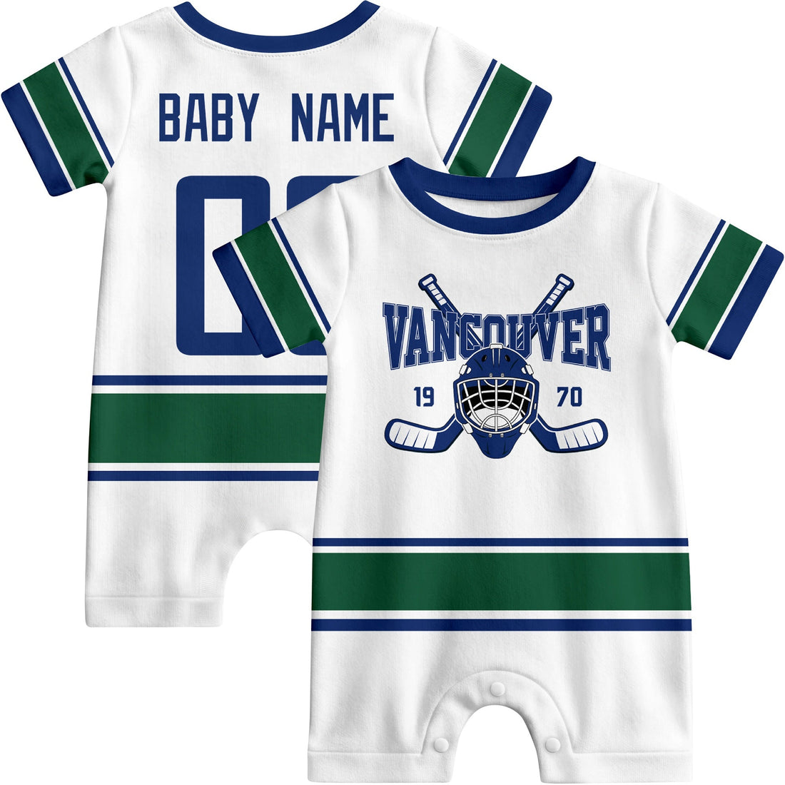 Personalized Vancouver Hockey Baby Onesie - Custom Hockey Fan Infant Bodysuit - Antking