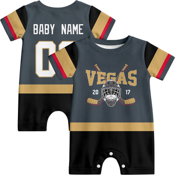 Personalized Vegas Hockey Baby Onesie - Custom Hockey Fan Infant Bodysuit - Antking