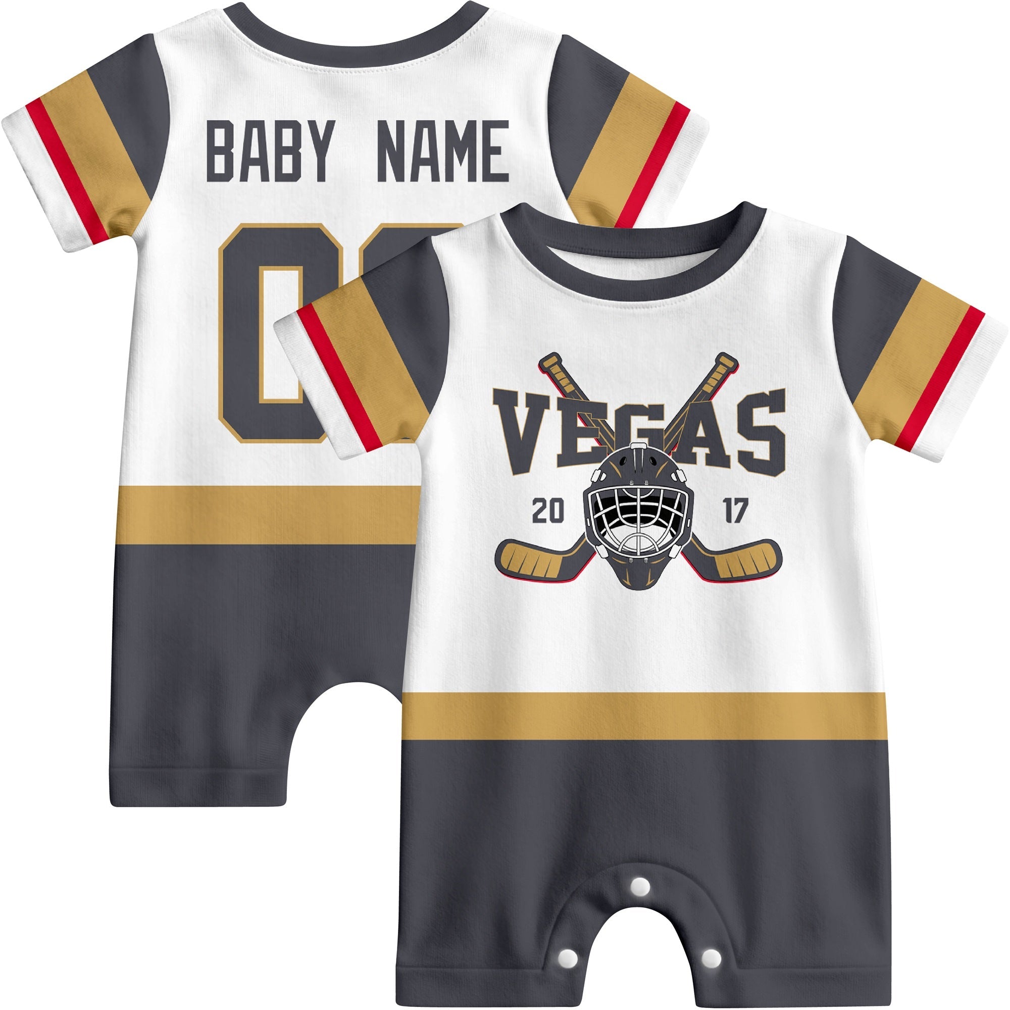 Personalized Vegas Hockey Baby Bodysuit - Custom Name & Number ANTKING
