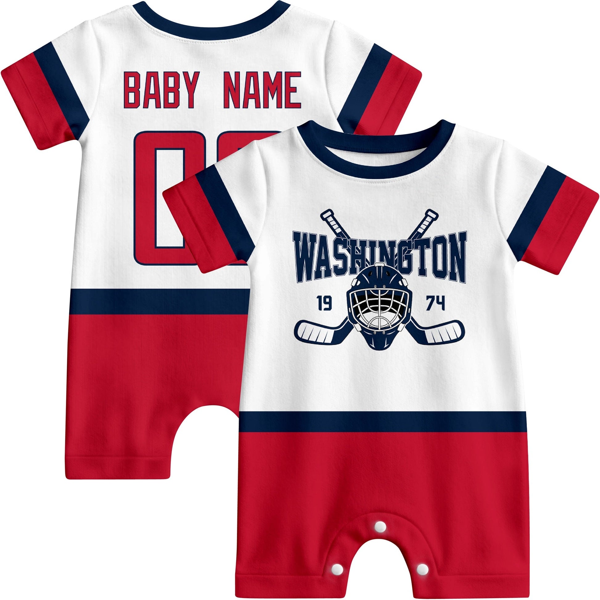 Personalized Washington Hockey Baby Bodysuit - Custom Name & Number ANTKING