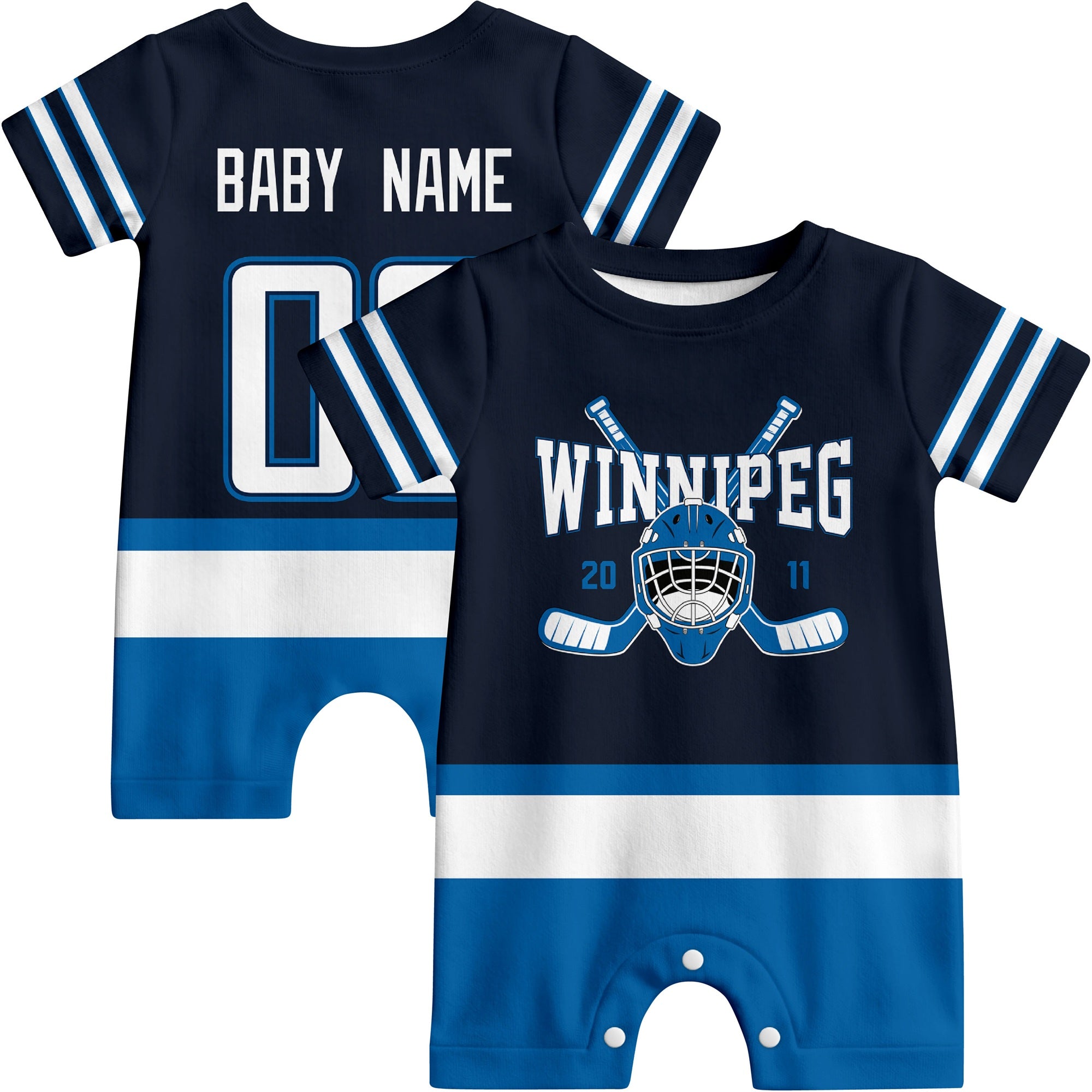 Personalized Winnipeg Hockey Baby Onesie - Custom Hockey Fan Infant Bodysuit - Antking