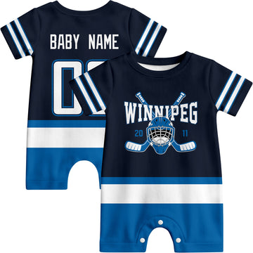 Personalized Winnipeg Hockey Baby Onesie - Custom Hockey Fan Infant Bodysuit - Antking