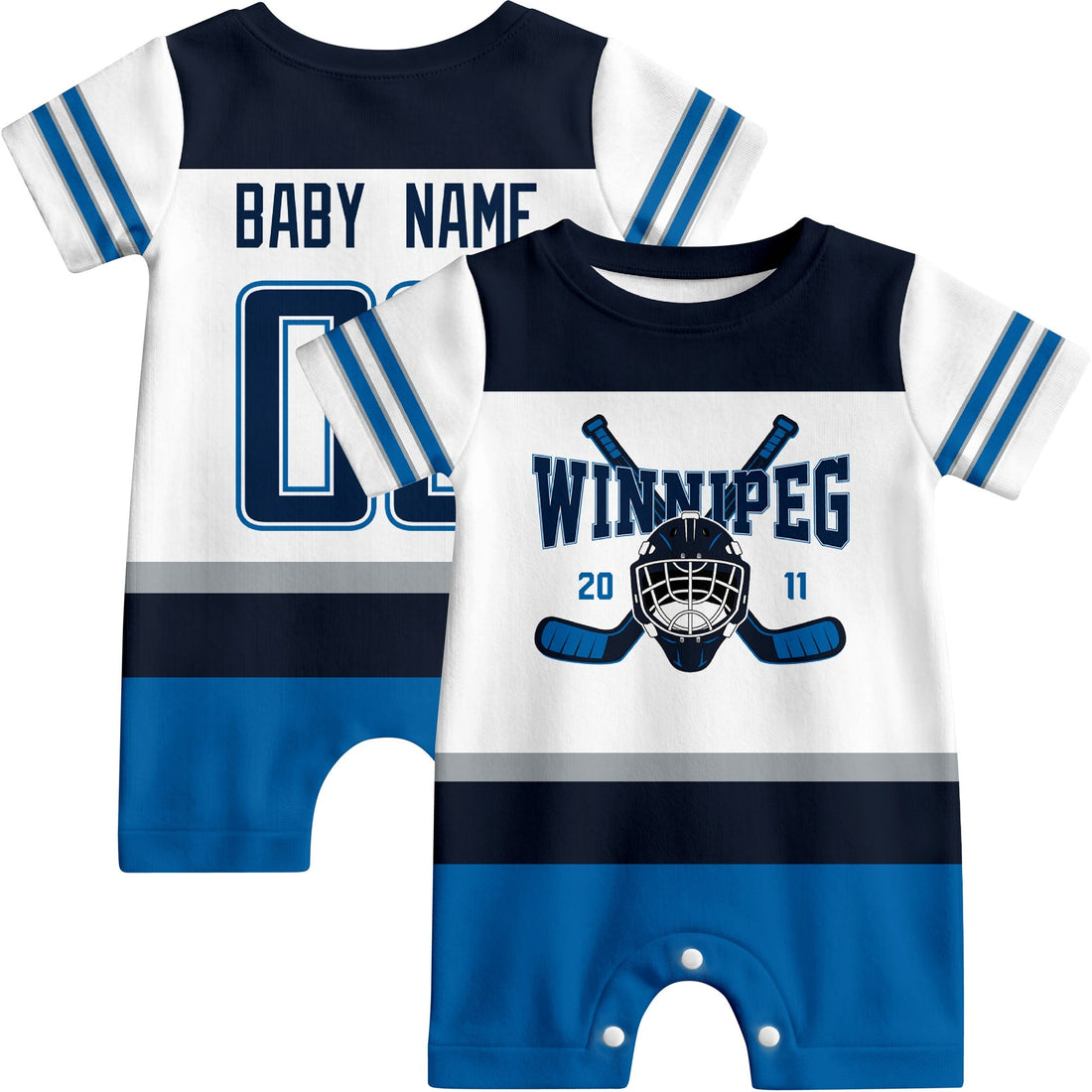 Personalized Winnipeg Hockey Baby Onesie - Custom Hockey Fan Infant Bodysuit - Antking