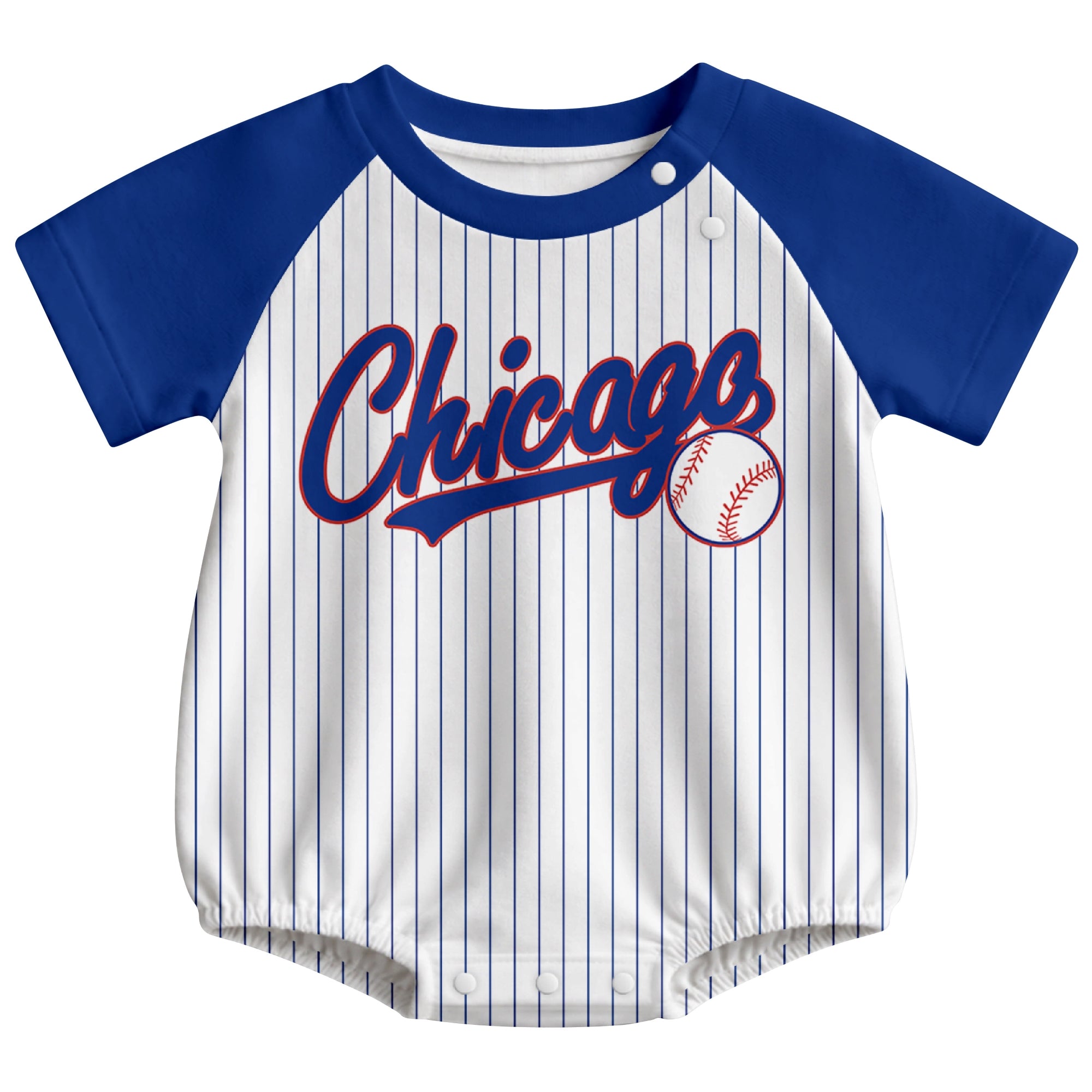 Chicago C baseball baby bodysuit front view in White color style