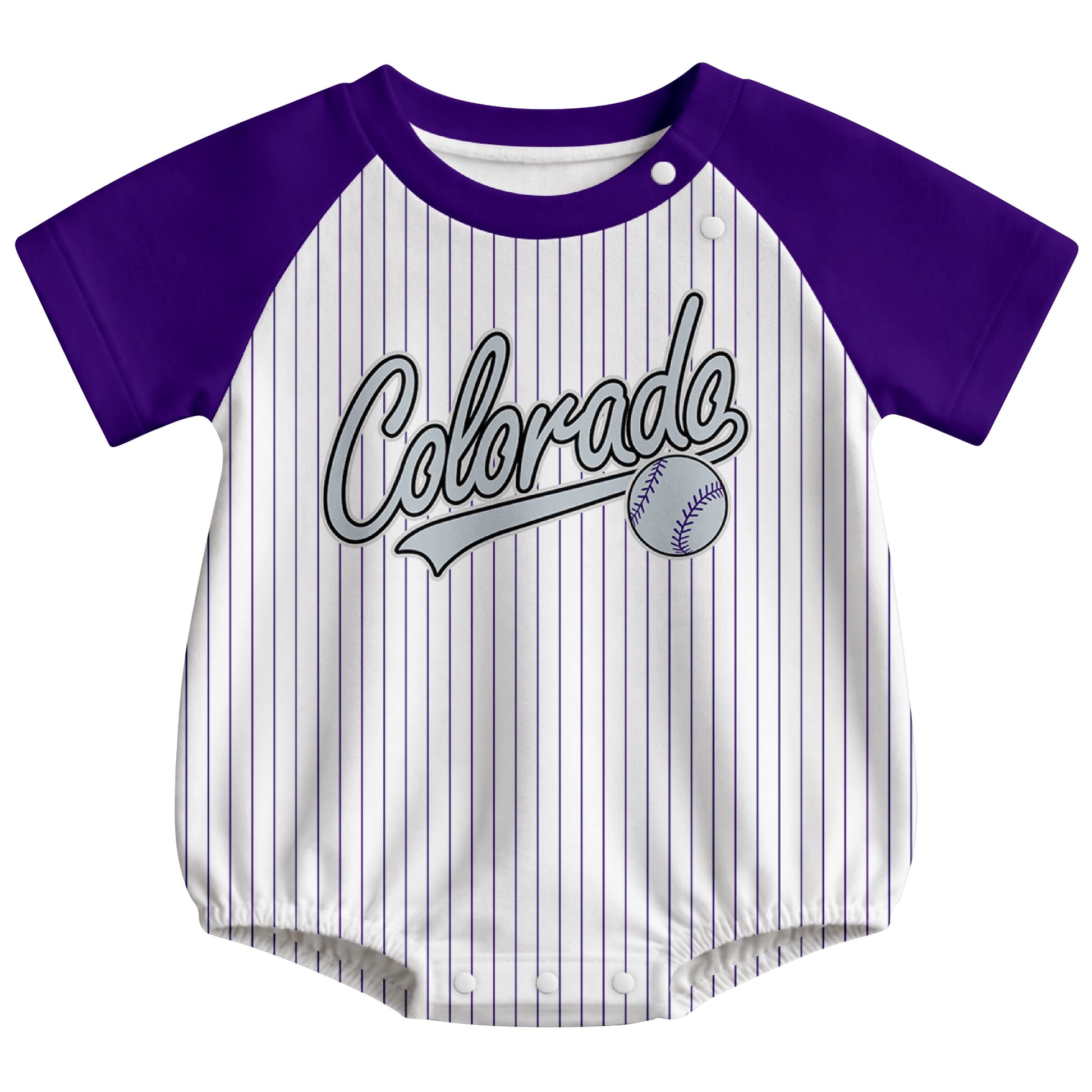 Colorado baseball baby bodysuit front view in White color style