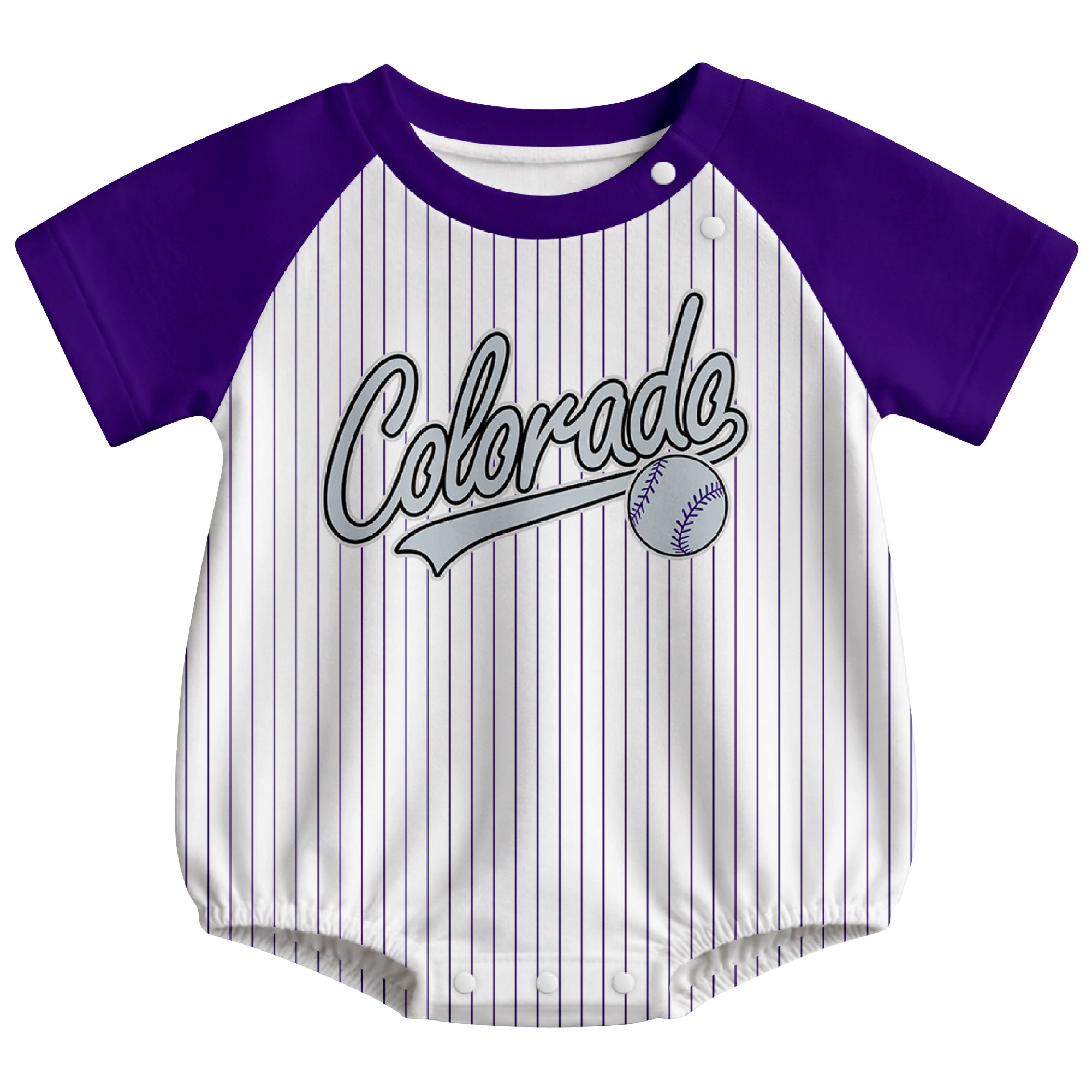 Colorado baseball baby bodysuit front view in White color style