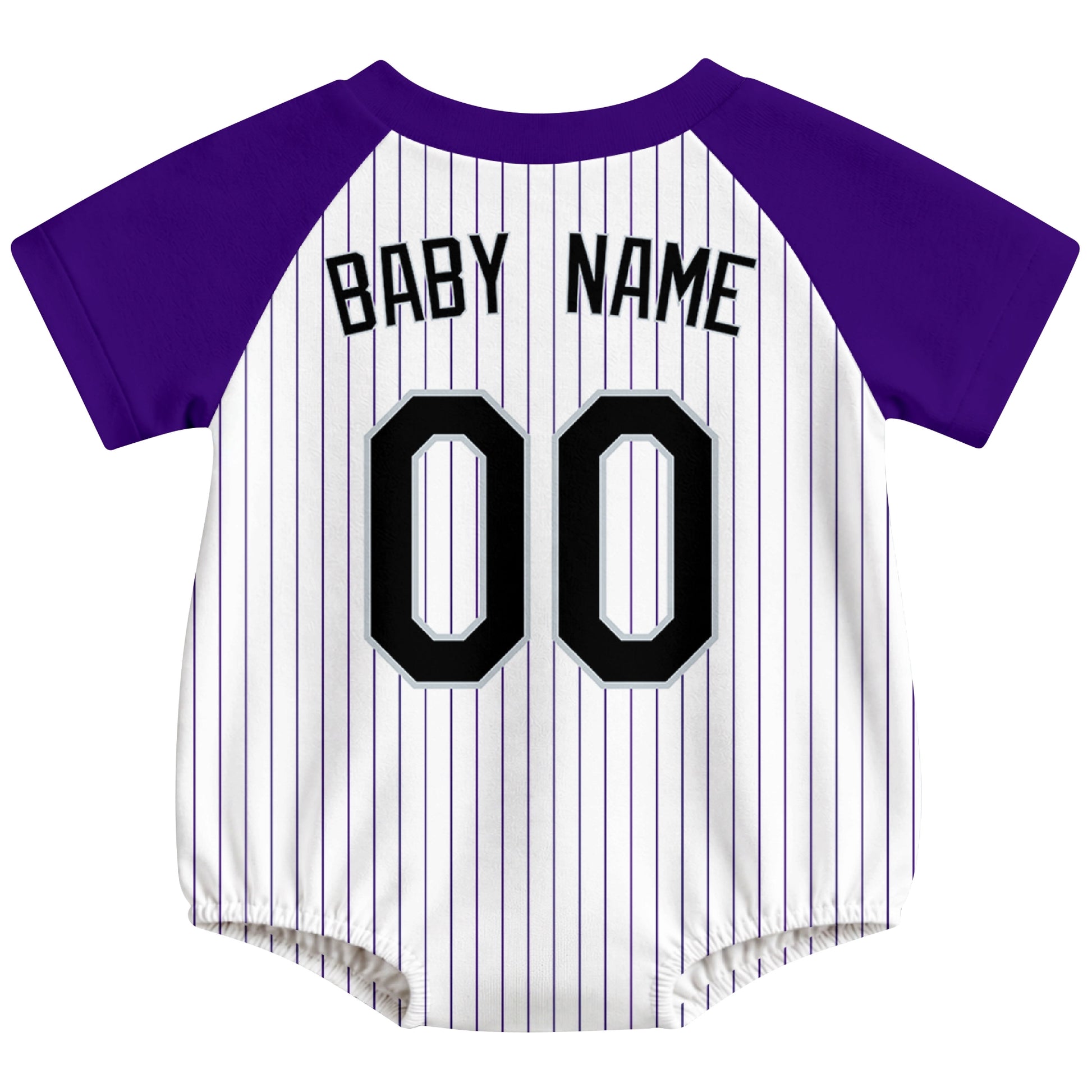 Colorado baseball baby bodysuit back view in White color style with custom baby name and number