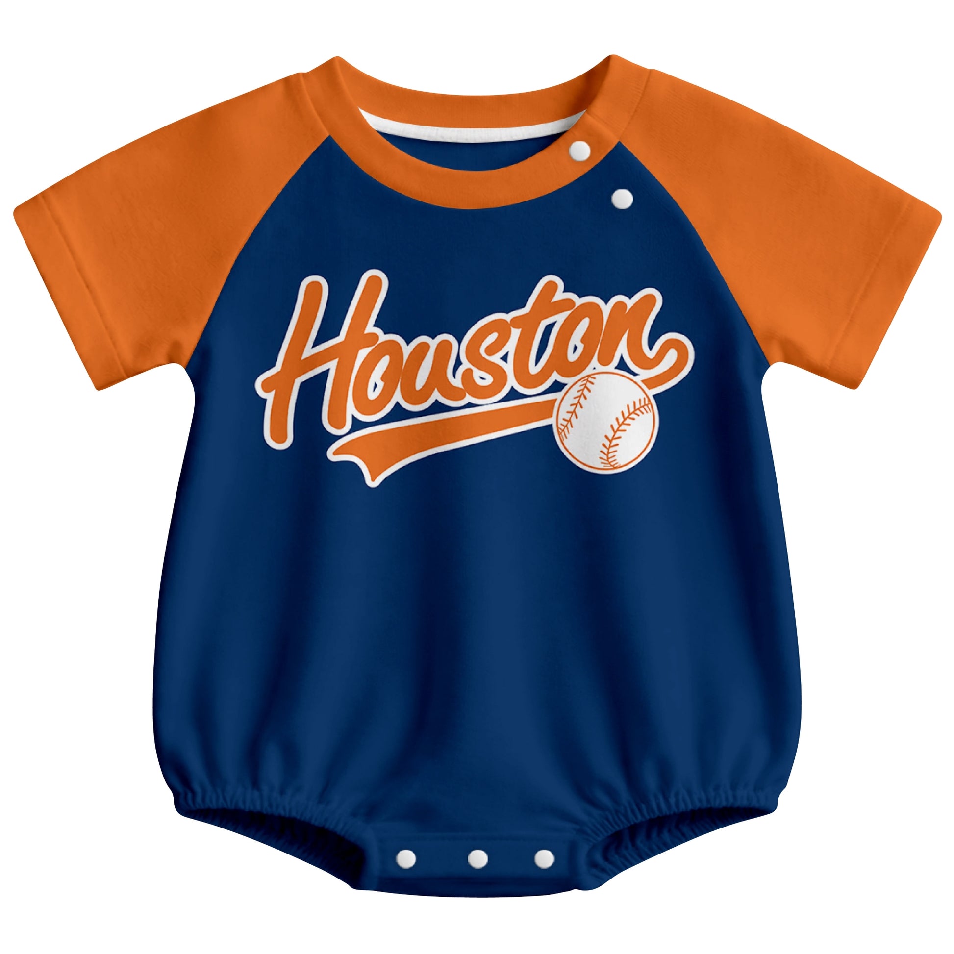 Houston baseball baby bodysuit front view in Navy color style