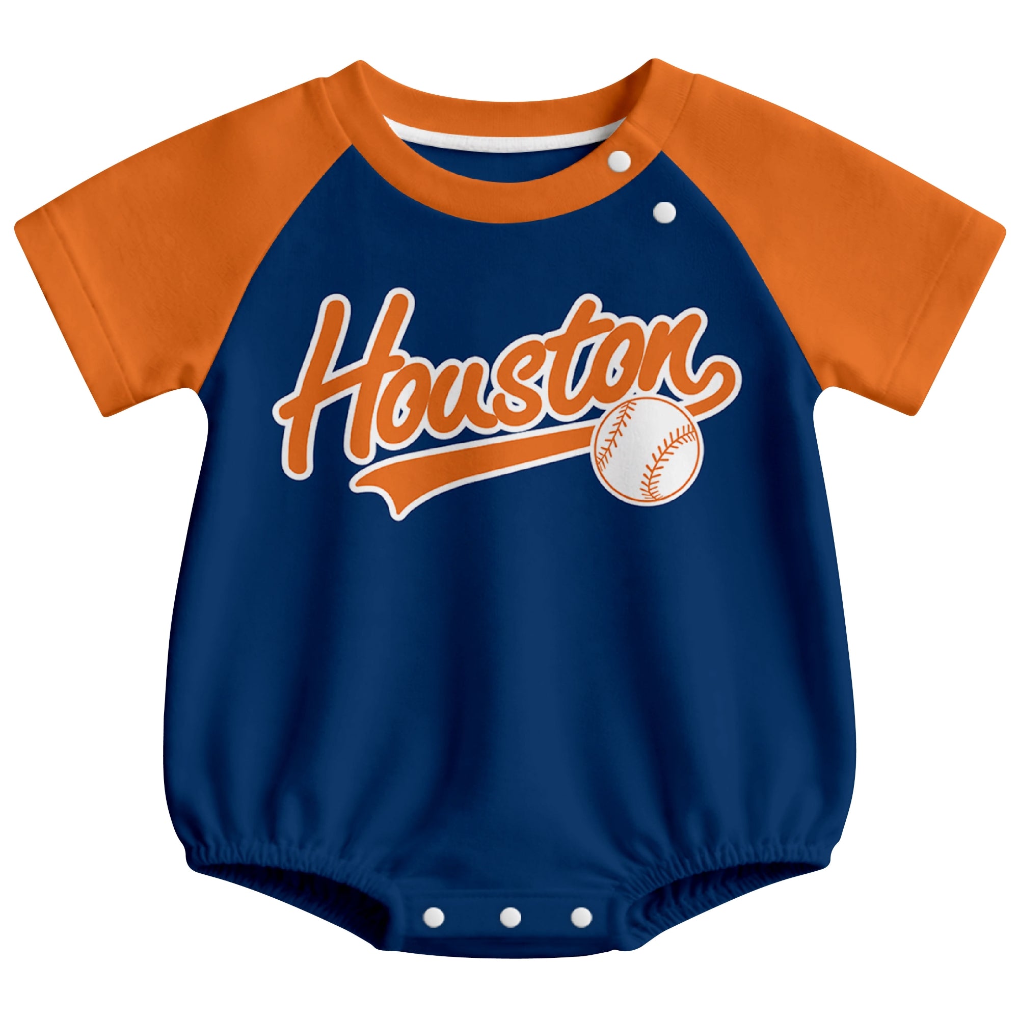 Houston baseball baby bodysuit front view in Navy color style
