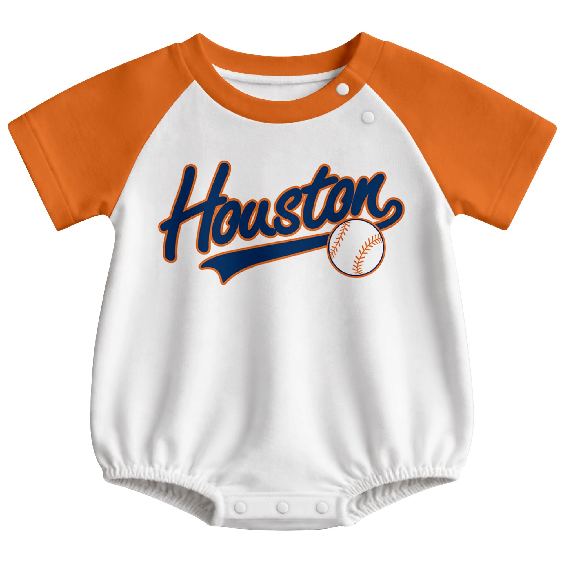 Houston baseball baby bodysuit front view in White color style