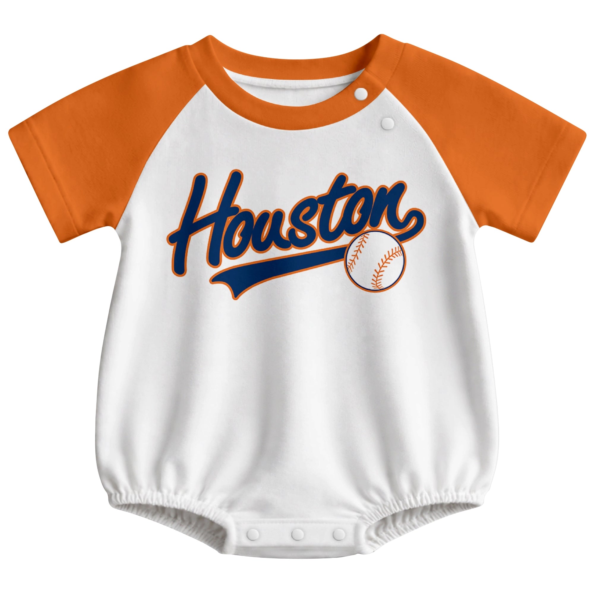 Houston baseball baby bodysuit front view in White color style
