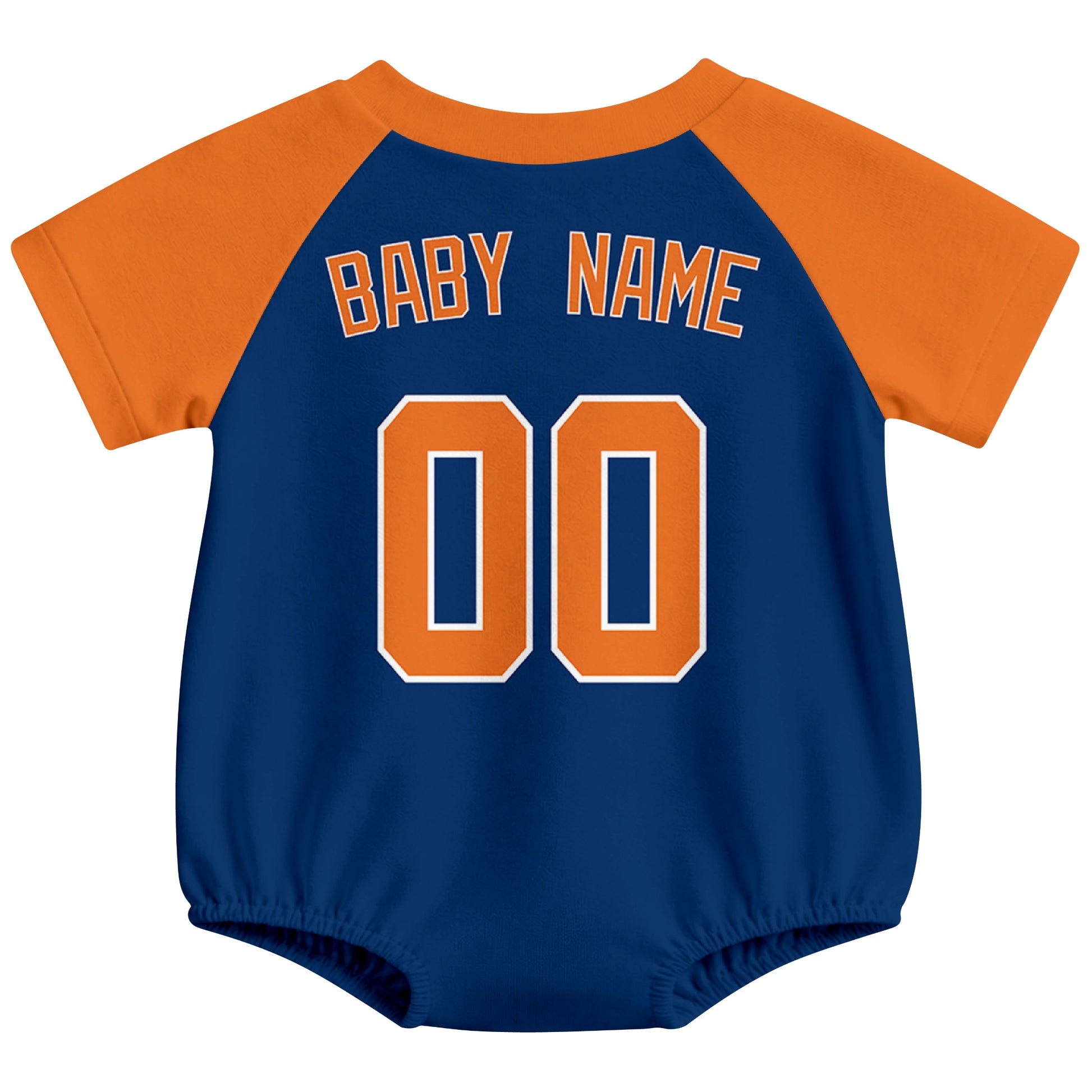 Houston baseball baby bodysuit back view in Navy color style with custom baby name and number