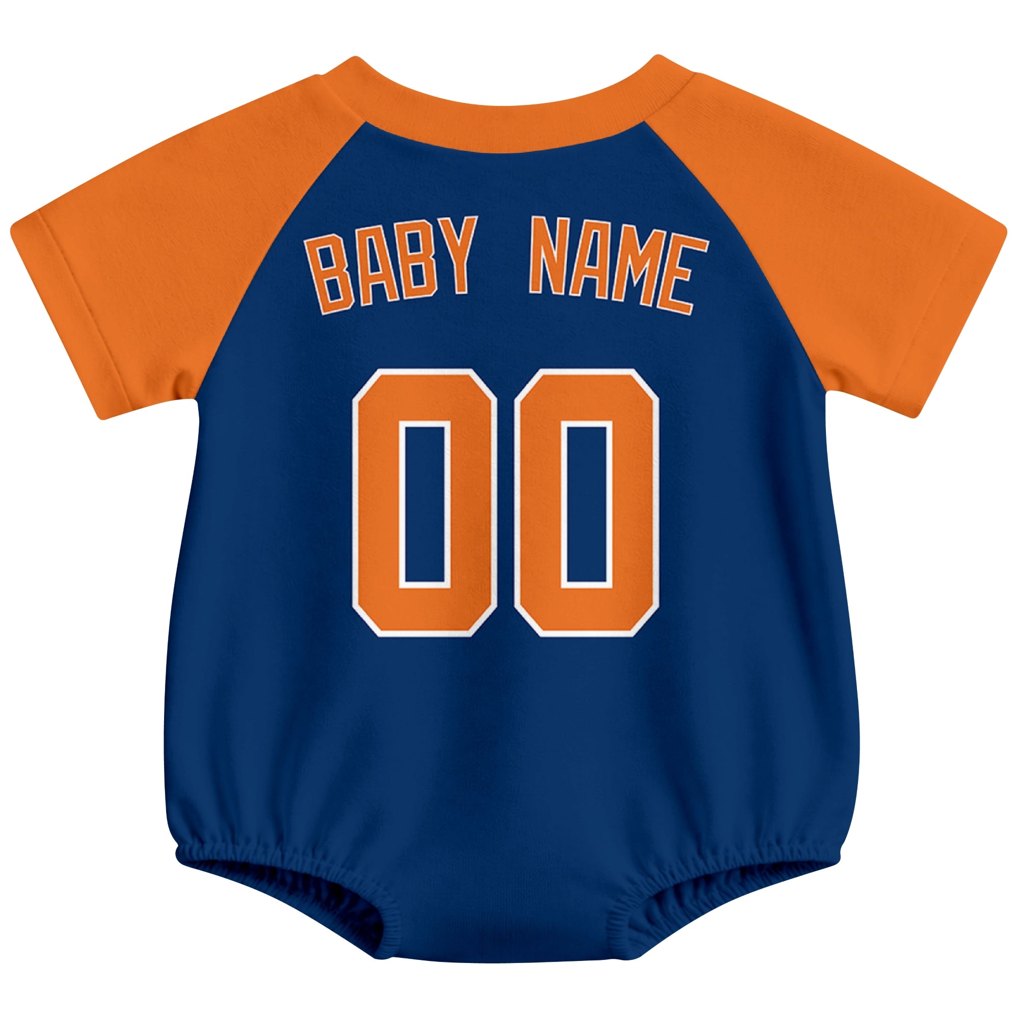 Houston baseball baby bodysuit back view in Navy color style with custom baby name and number