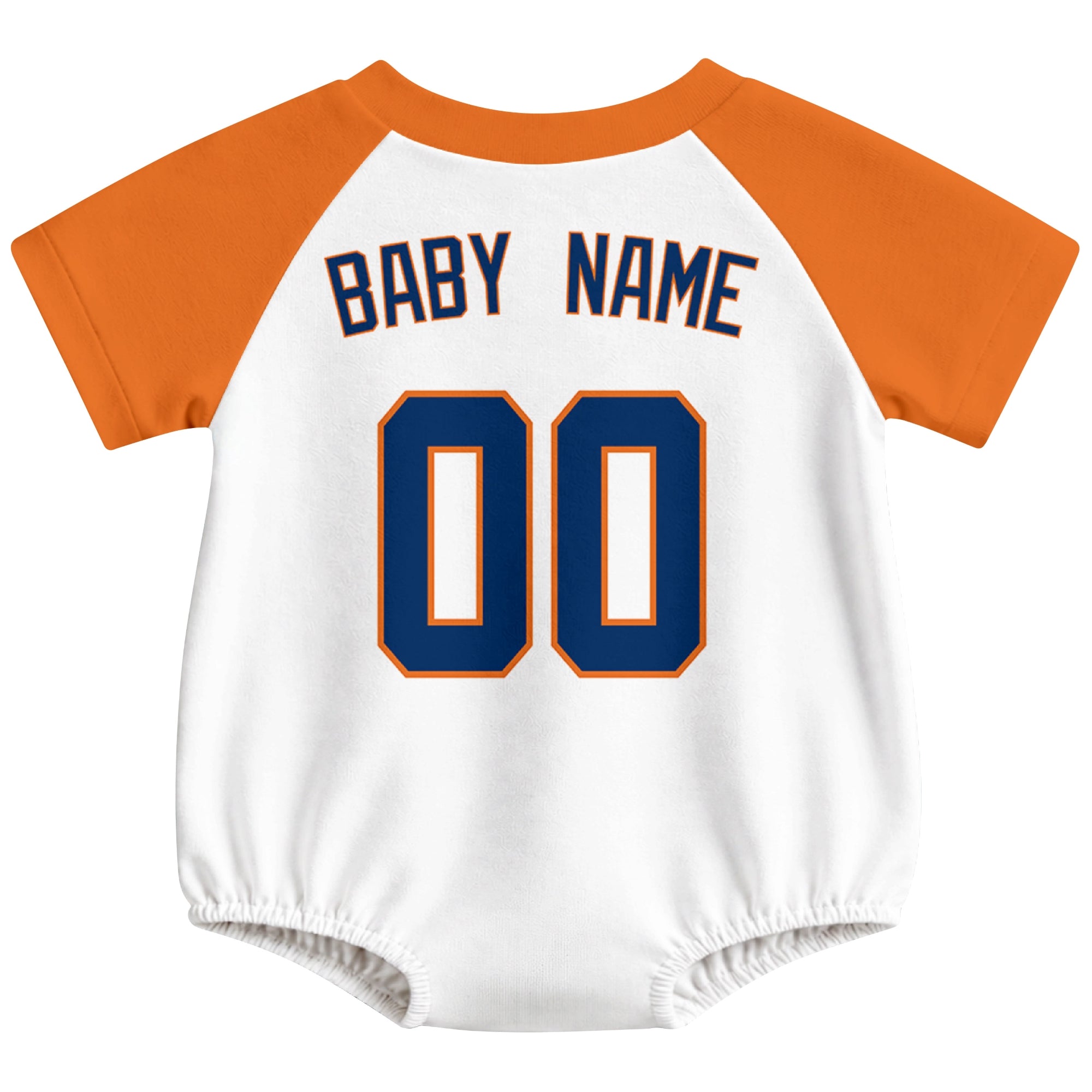 Houston baseball baby bodysuit back view in White color style with custom baby name and number