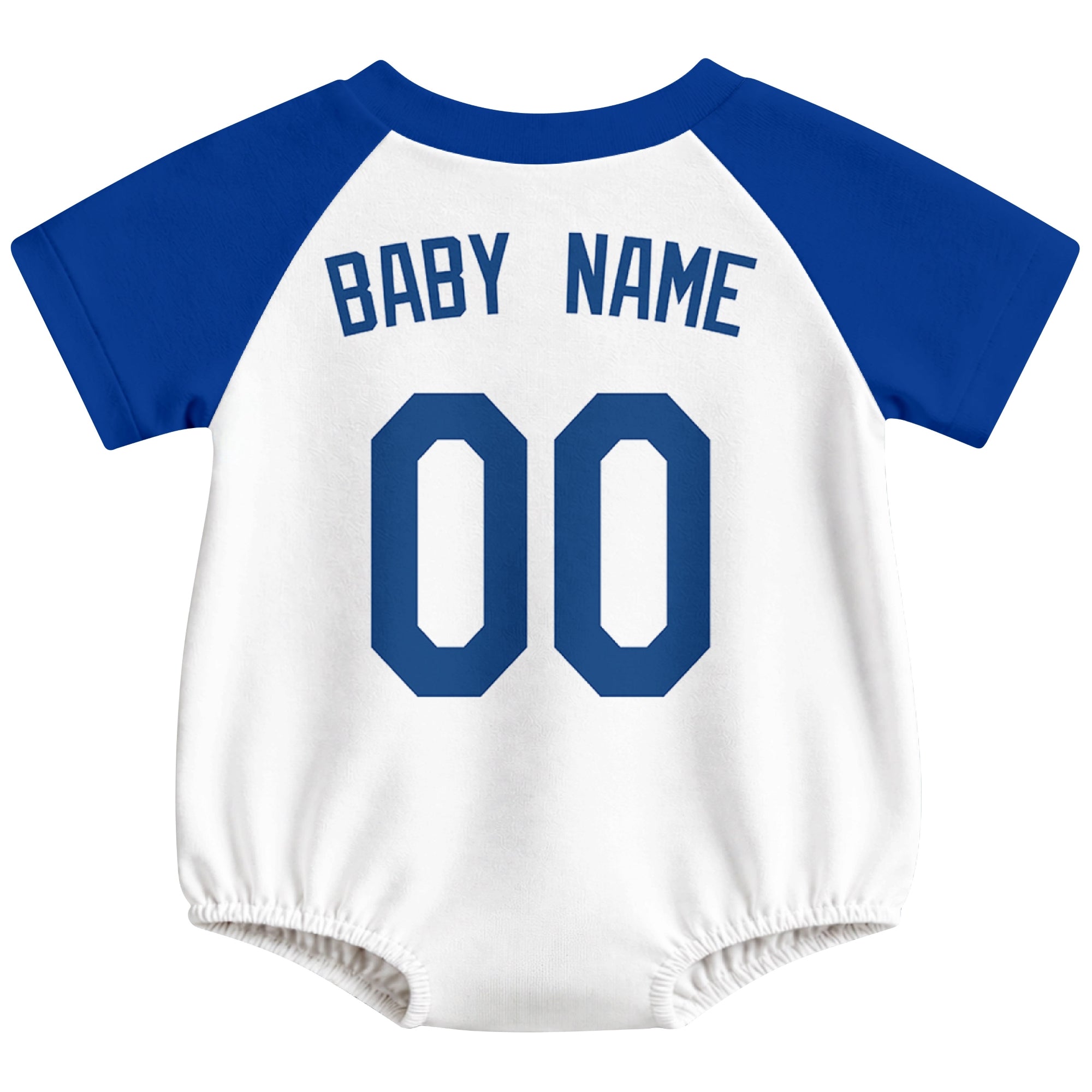 Kansas City baseball baby bodysuit back view in White color style with custom baby name and number