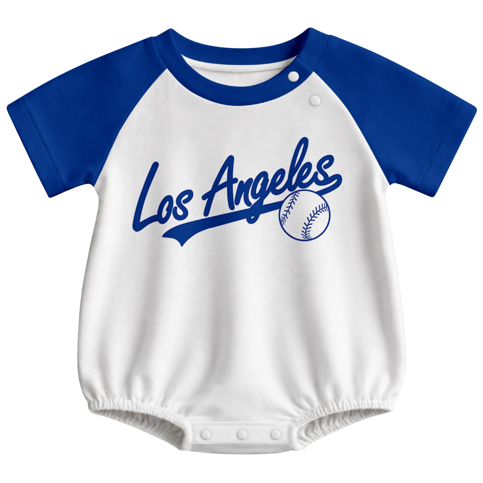 Los Angeles baseball baby bodysuit front view in White color style