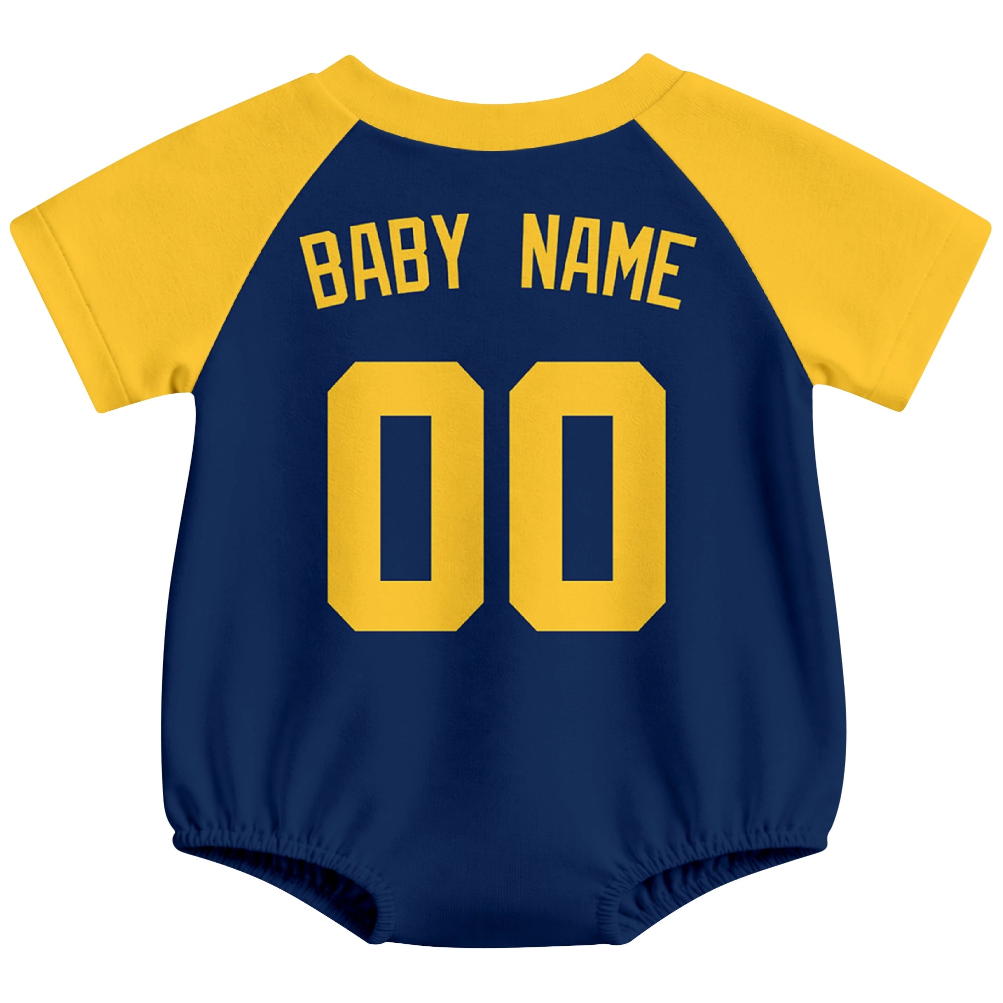 Milwaukee baseball baby bodysuit back view in Navy color style with custom baby name and number