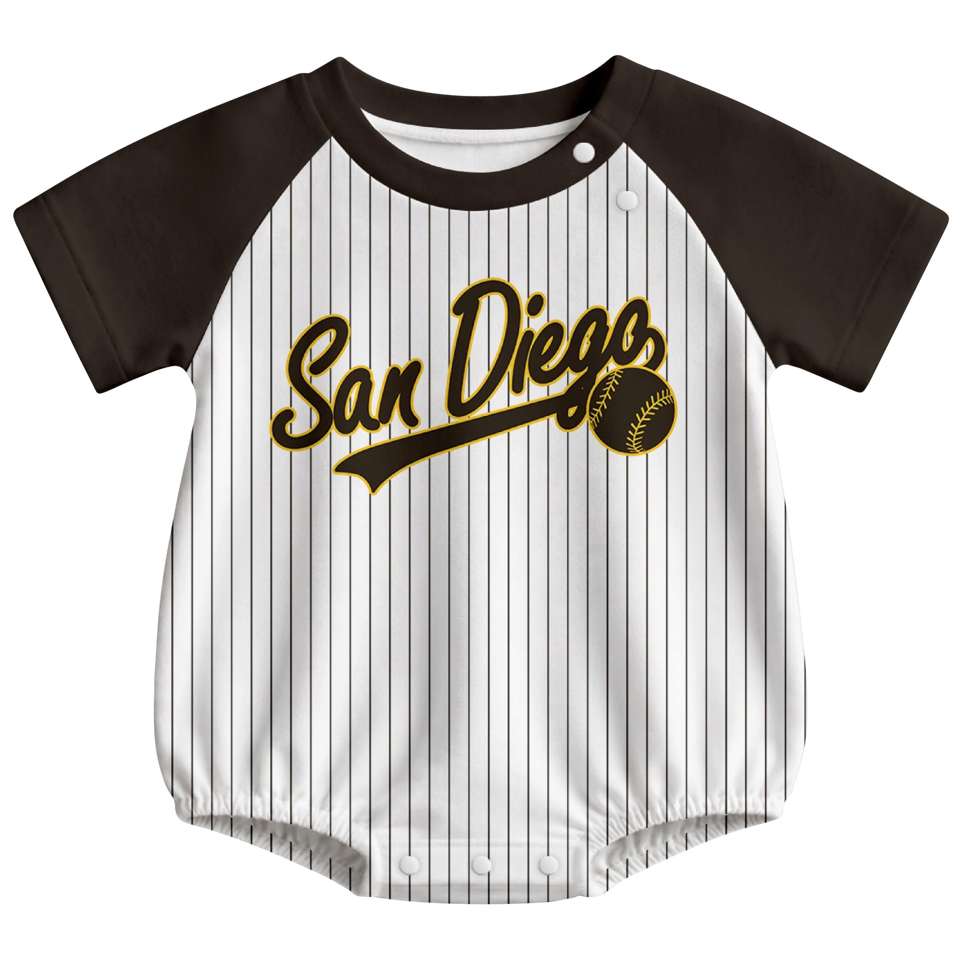 San Diego baseball baby bodysuit front view in White color style