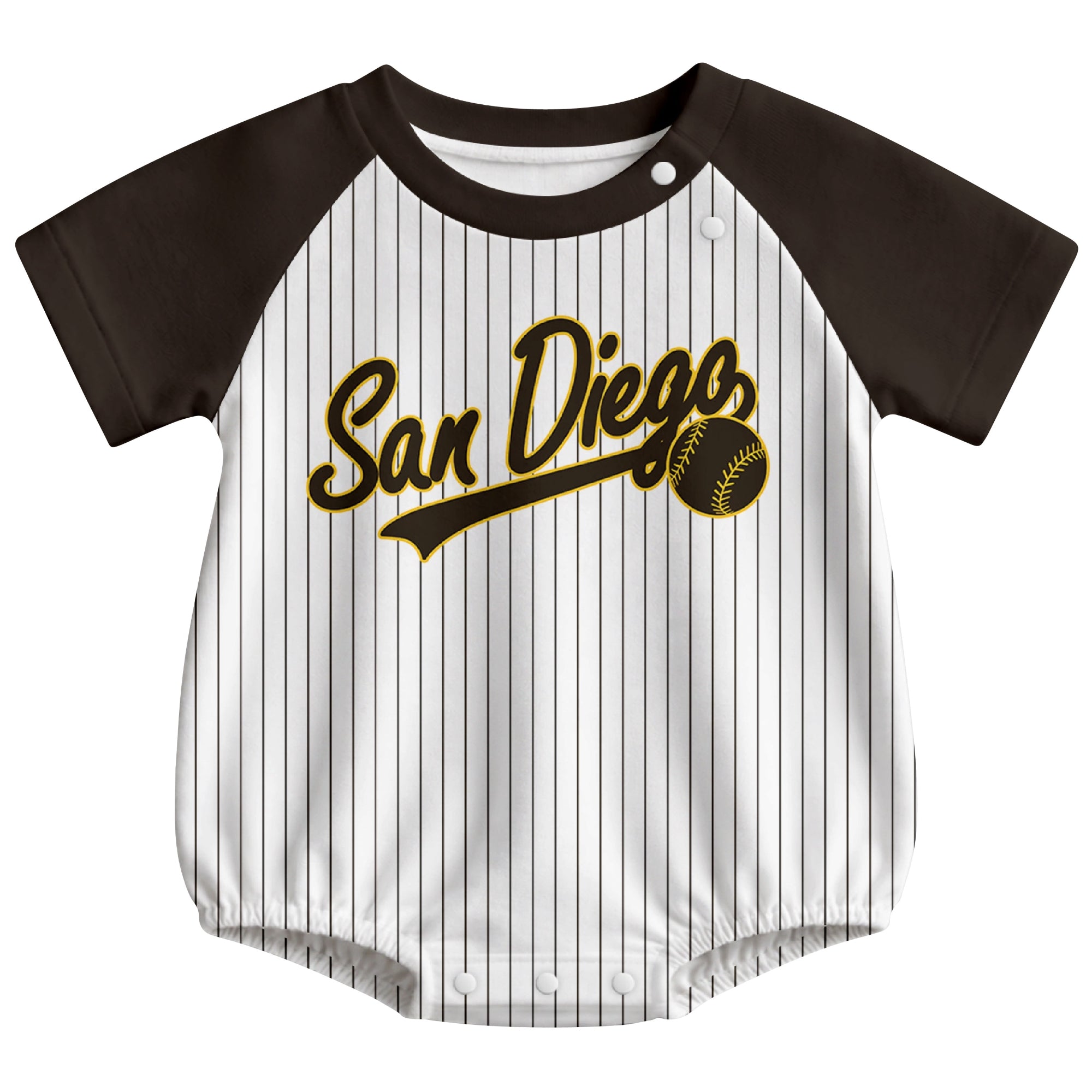San Diego baseball baby bodysuit front view in White color style