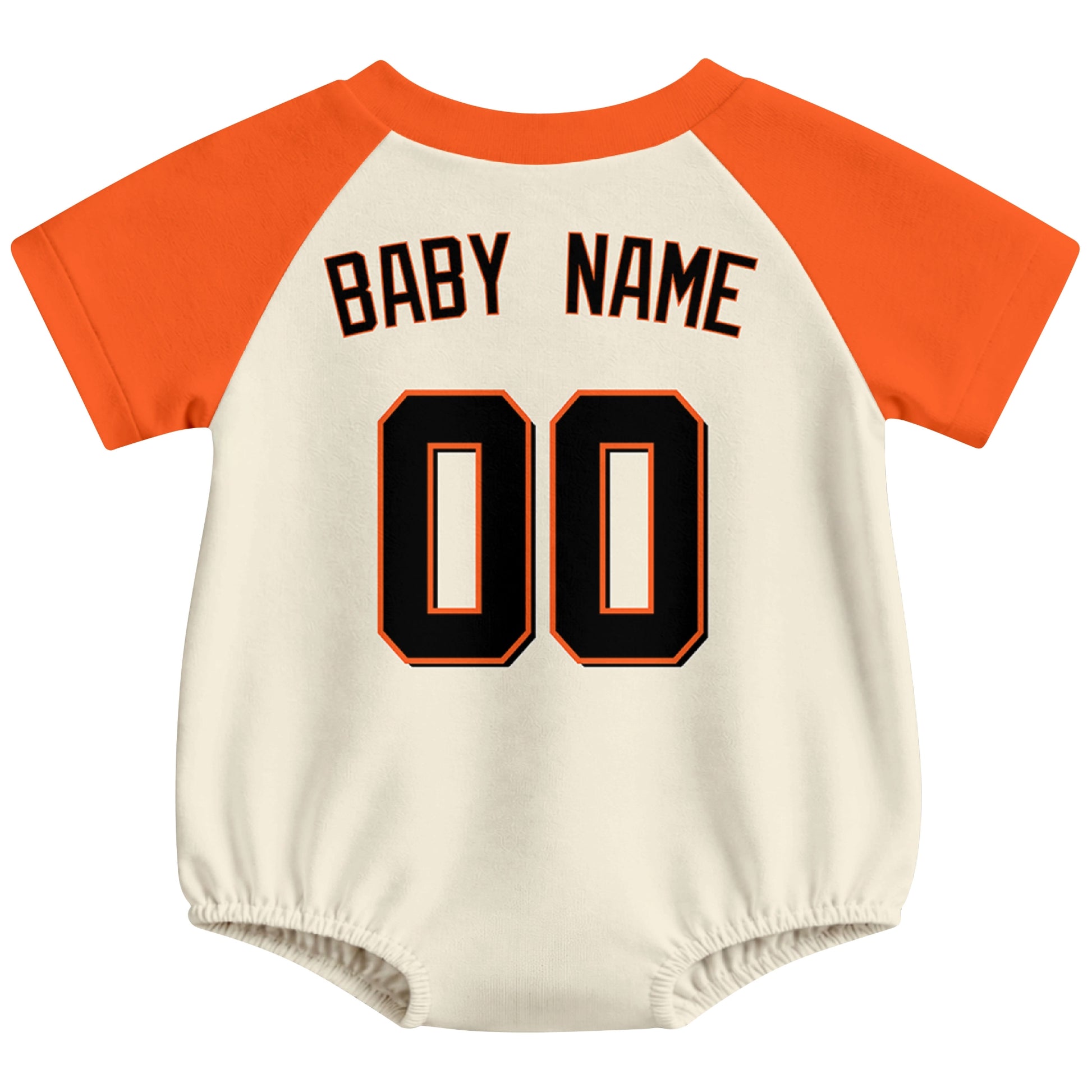 San Francisco baseball baby bodysuit back view in Cream color style with custom baby name and number
