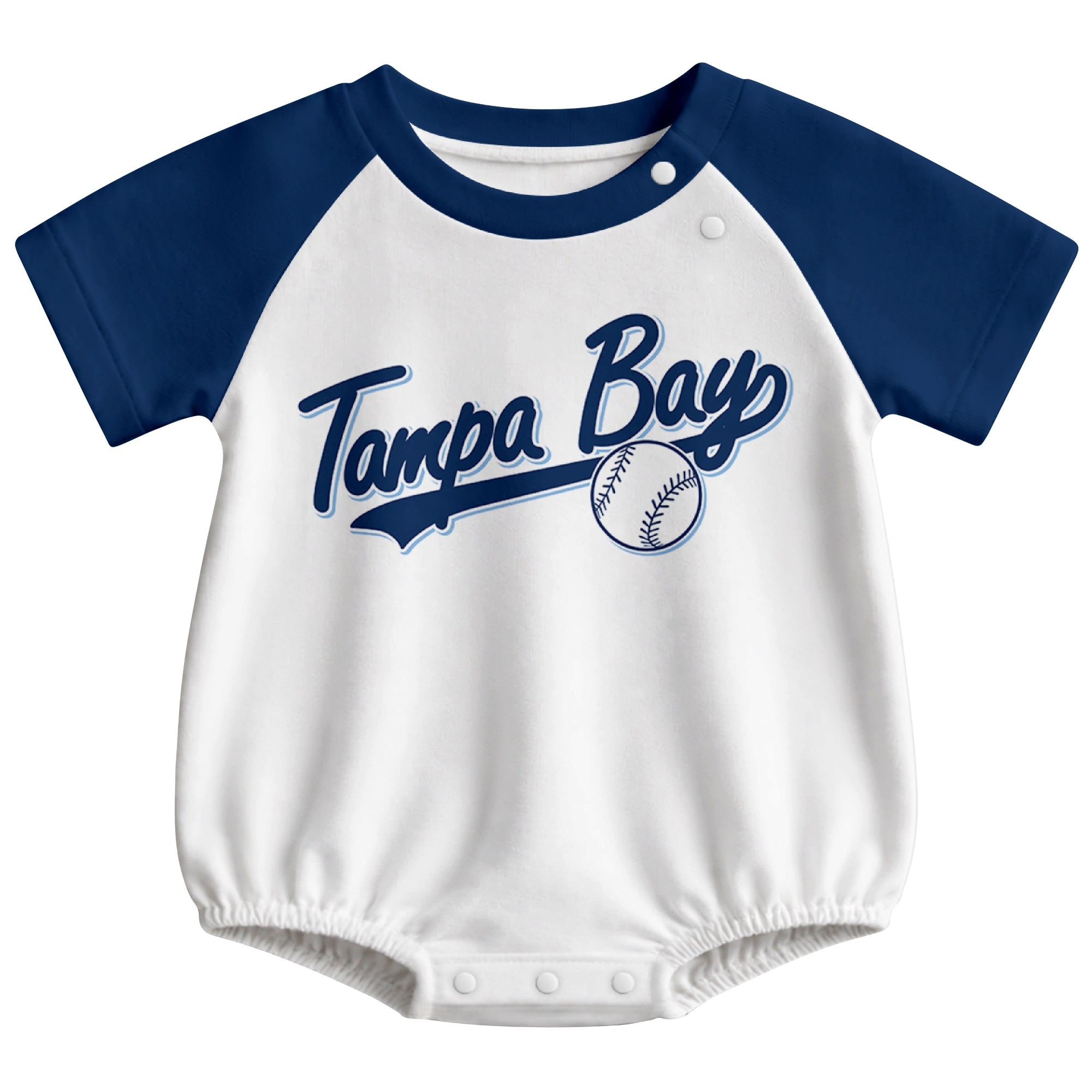 Tampa Bay baseball baby bodysuit front view in White color style