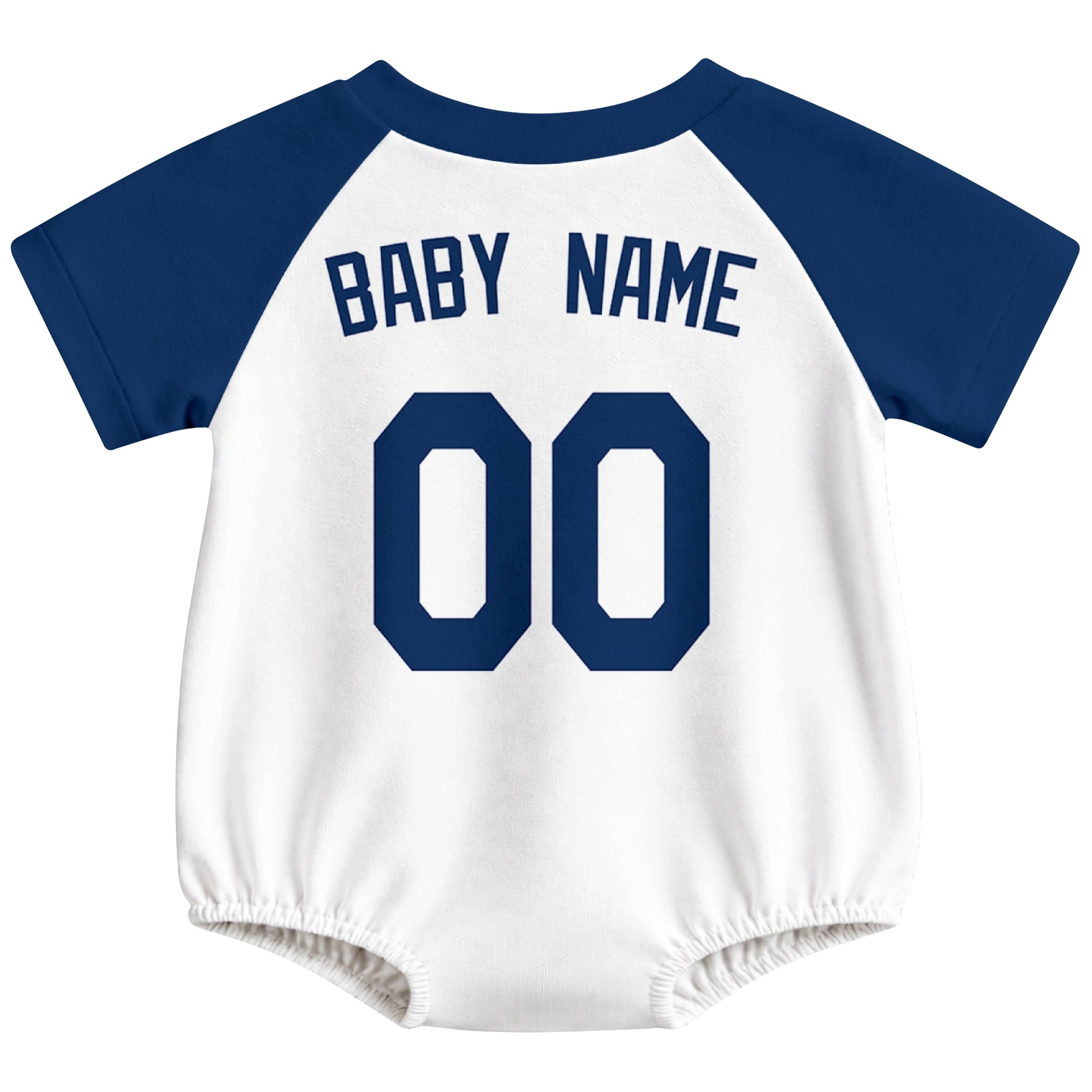 Tampa Bay baseball baby bodysuit back view in White color style with custom baby name and number