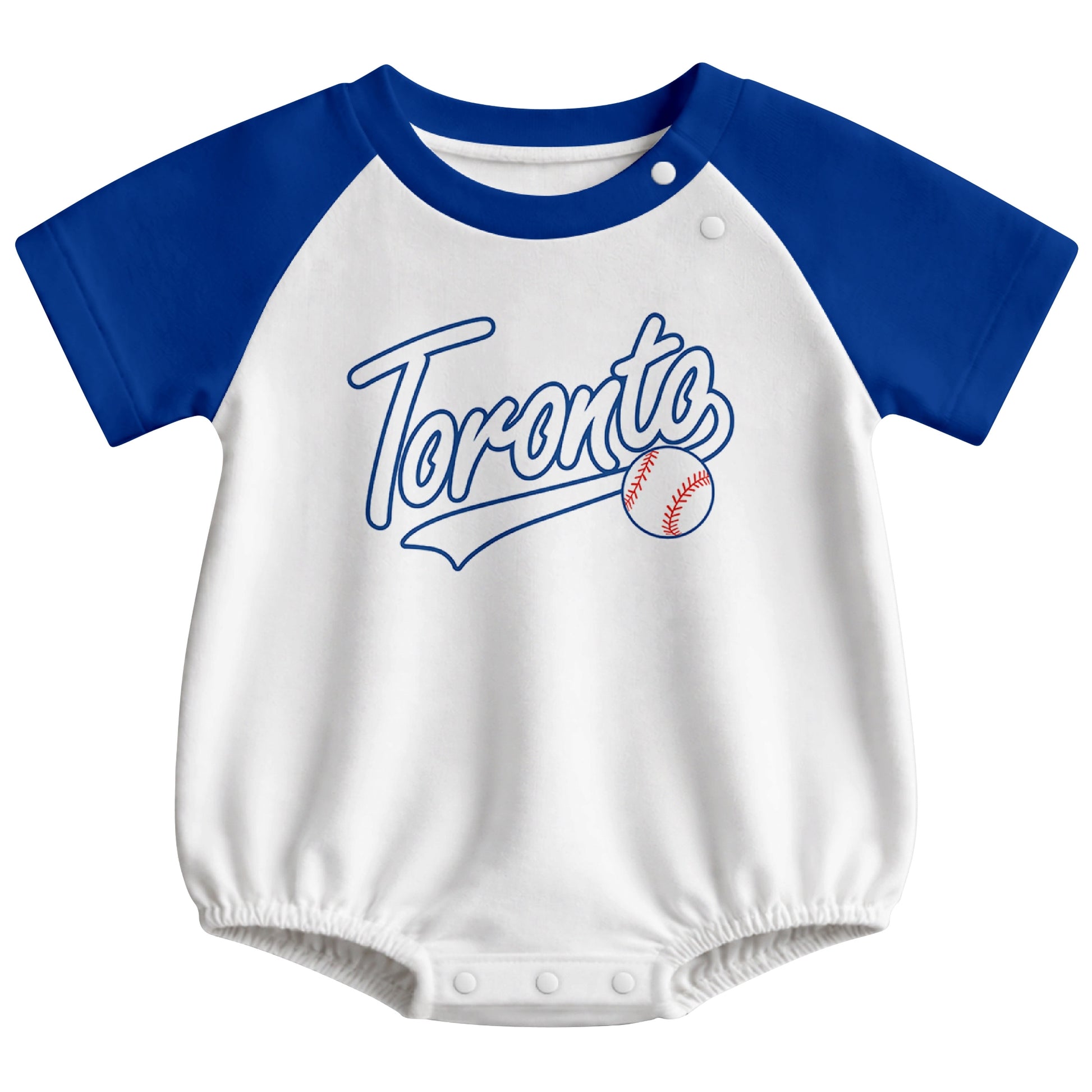 Toronto baseball baby bodysuit front view in White color style