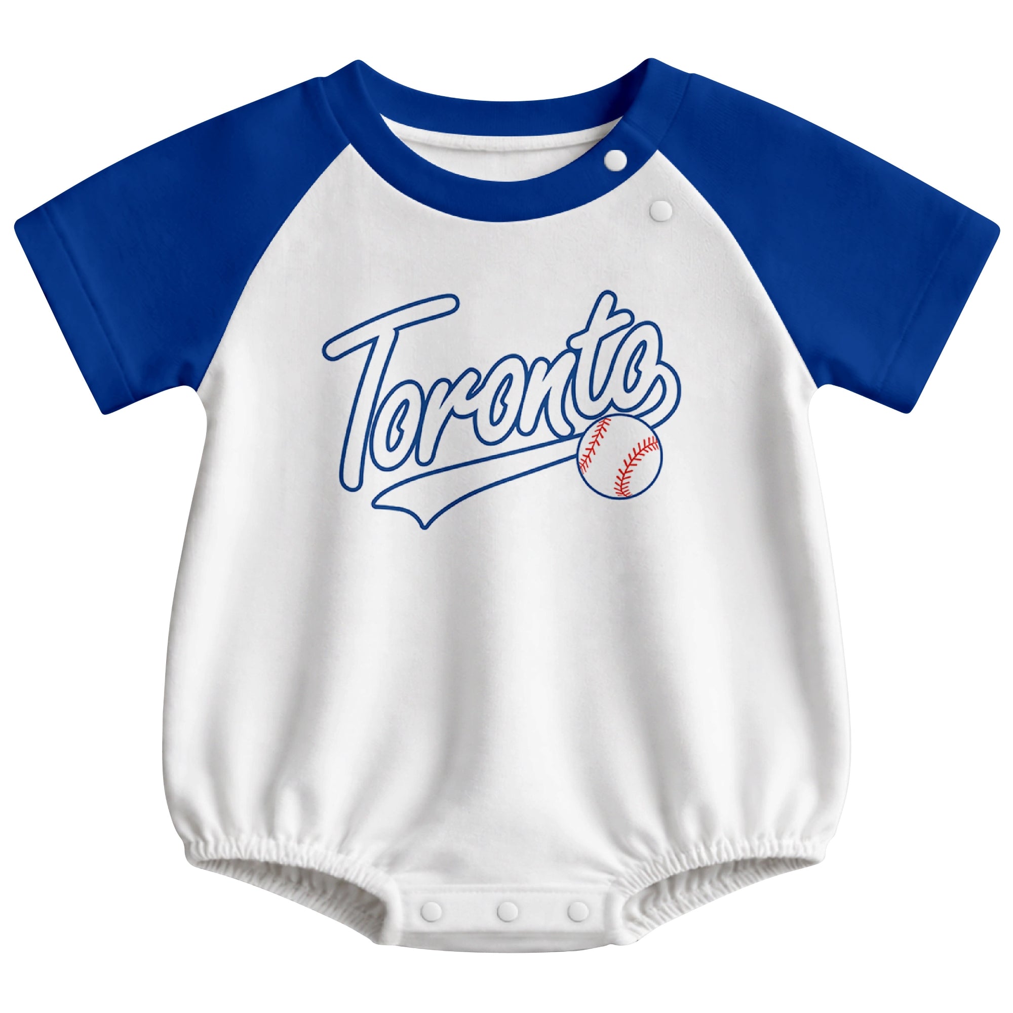 Toronto baseball baby bodysuit front view in White color style