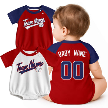 Personalized Washington baseball baby bodysuit shown on baby with city-color style