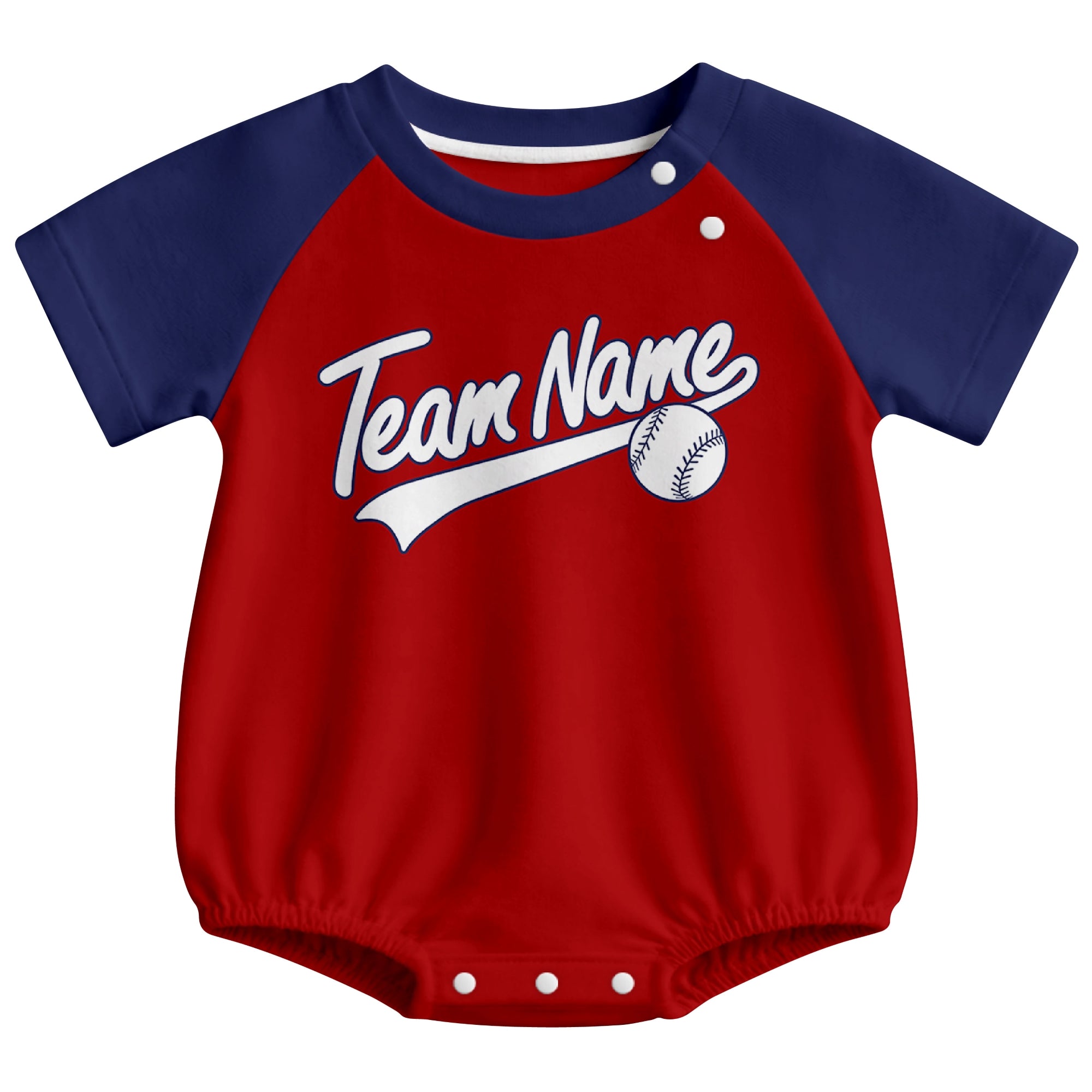 Washington baseball baby bodysuit front view in Red color style