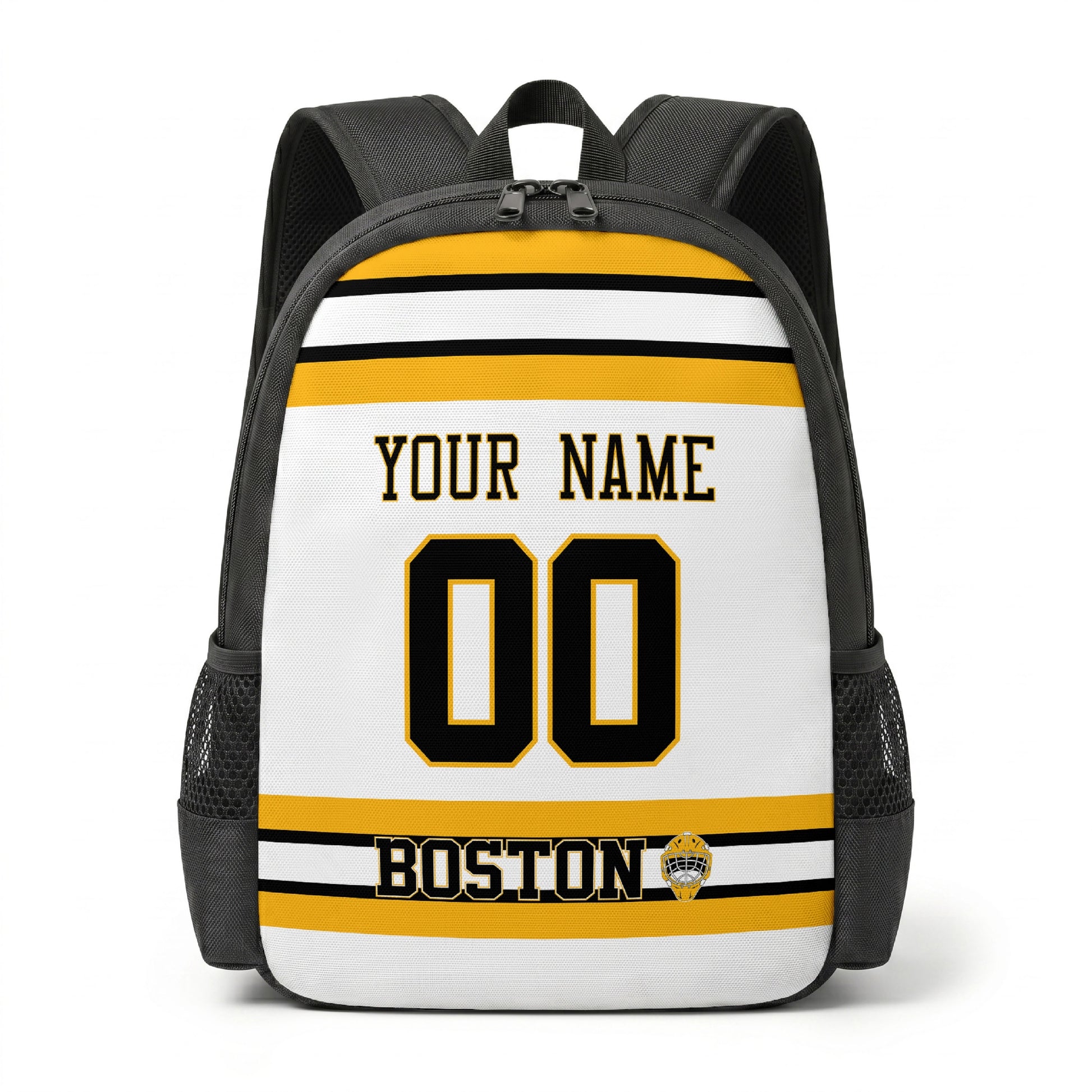 Boston personalized hockey backpack alternate front view