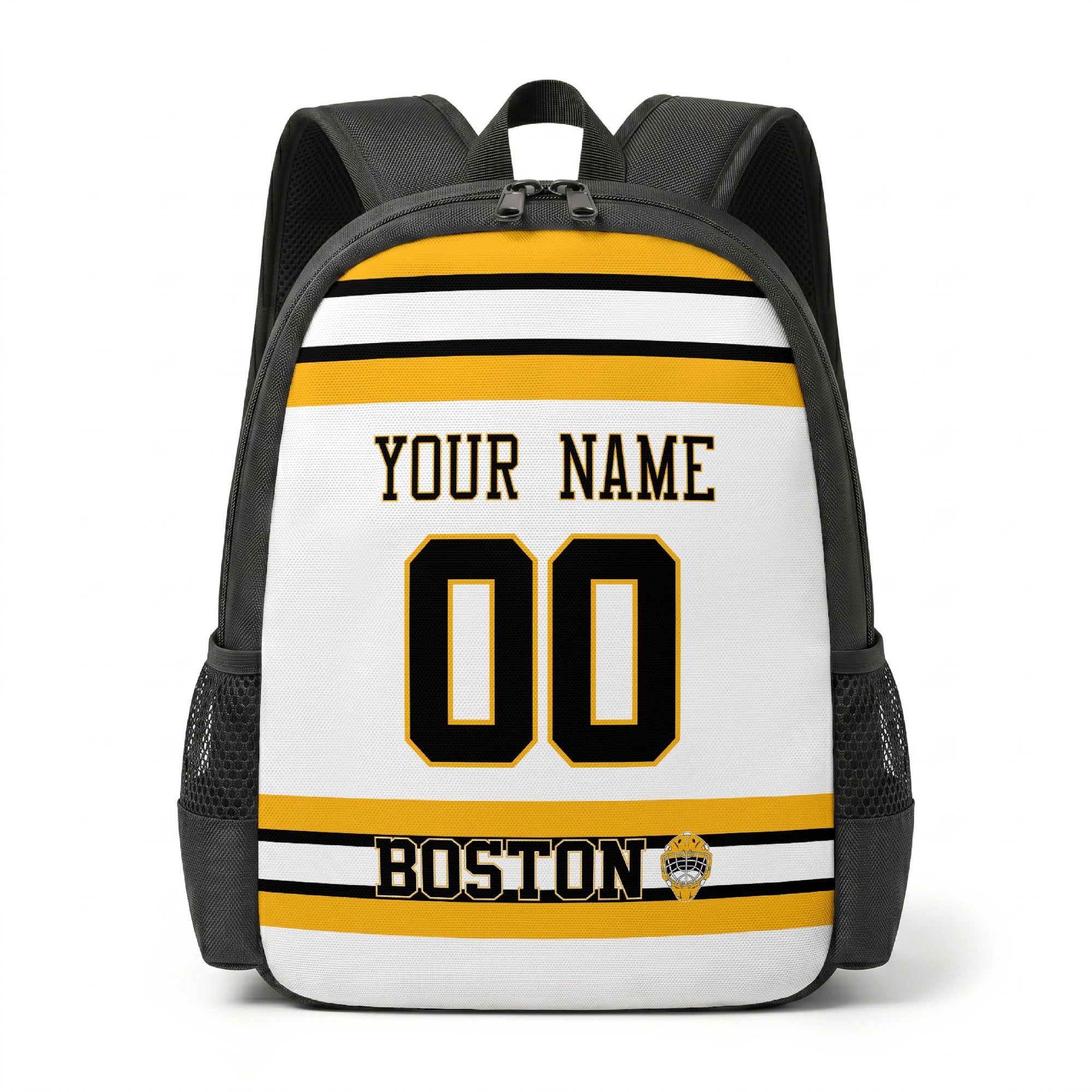 Boston personalized hockey backpack alternate front view
