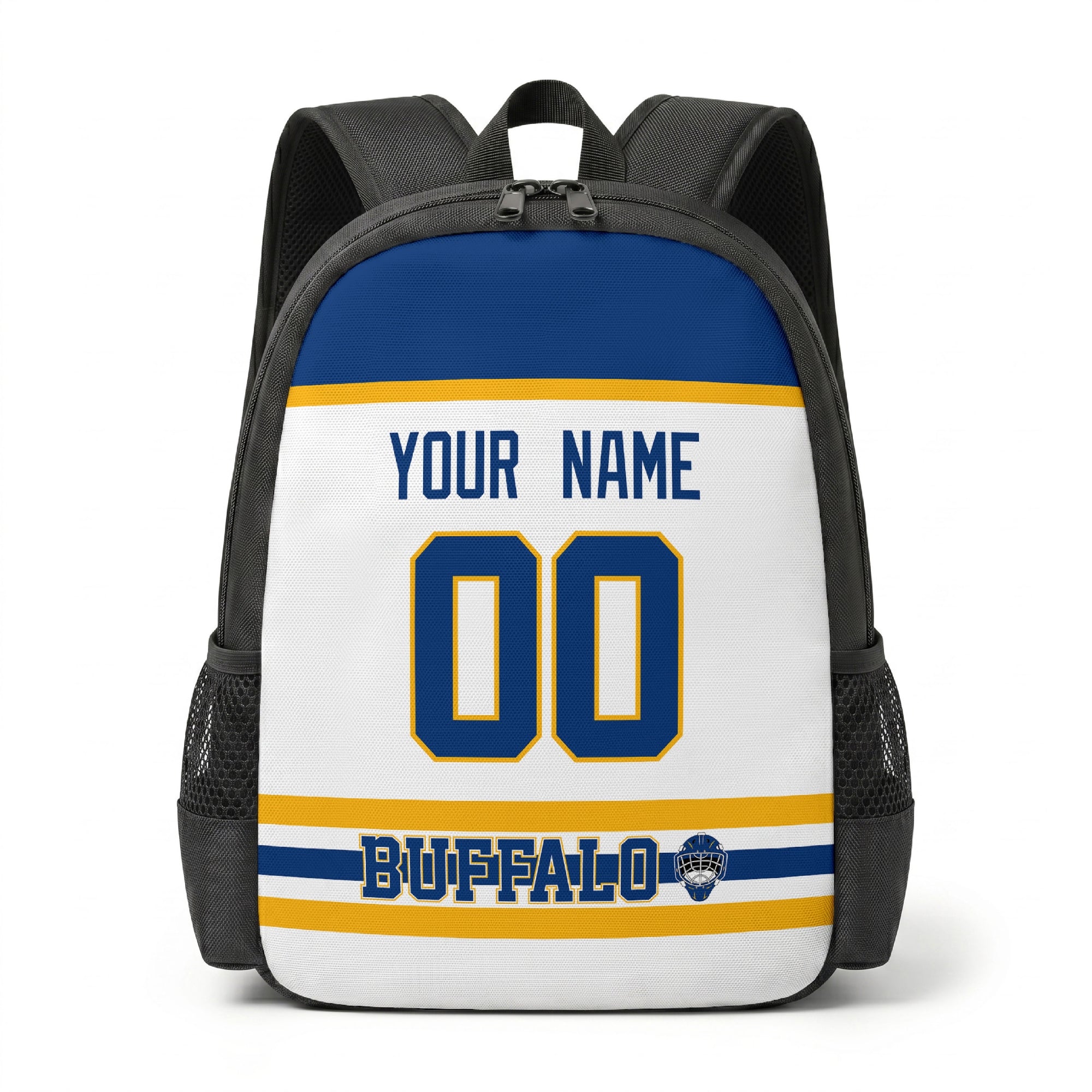 Buffalo personalized hockey backpack alternate front view
