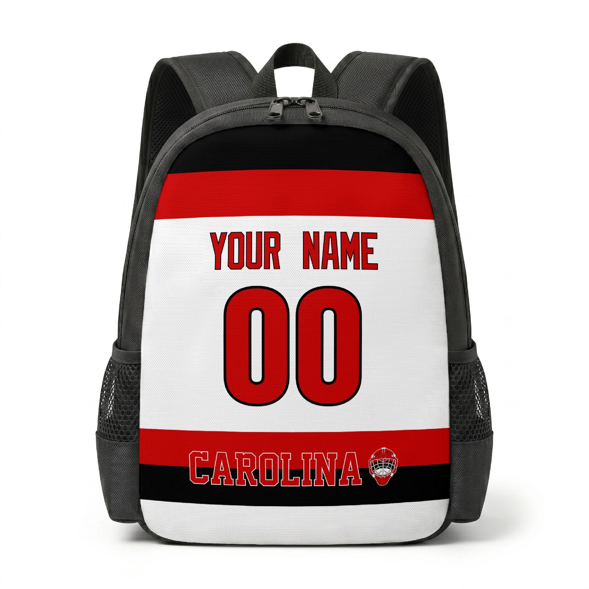 Carolina personalized hockey backpack alternate front view
