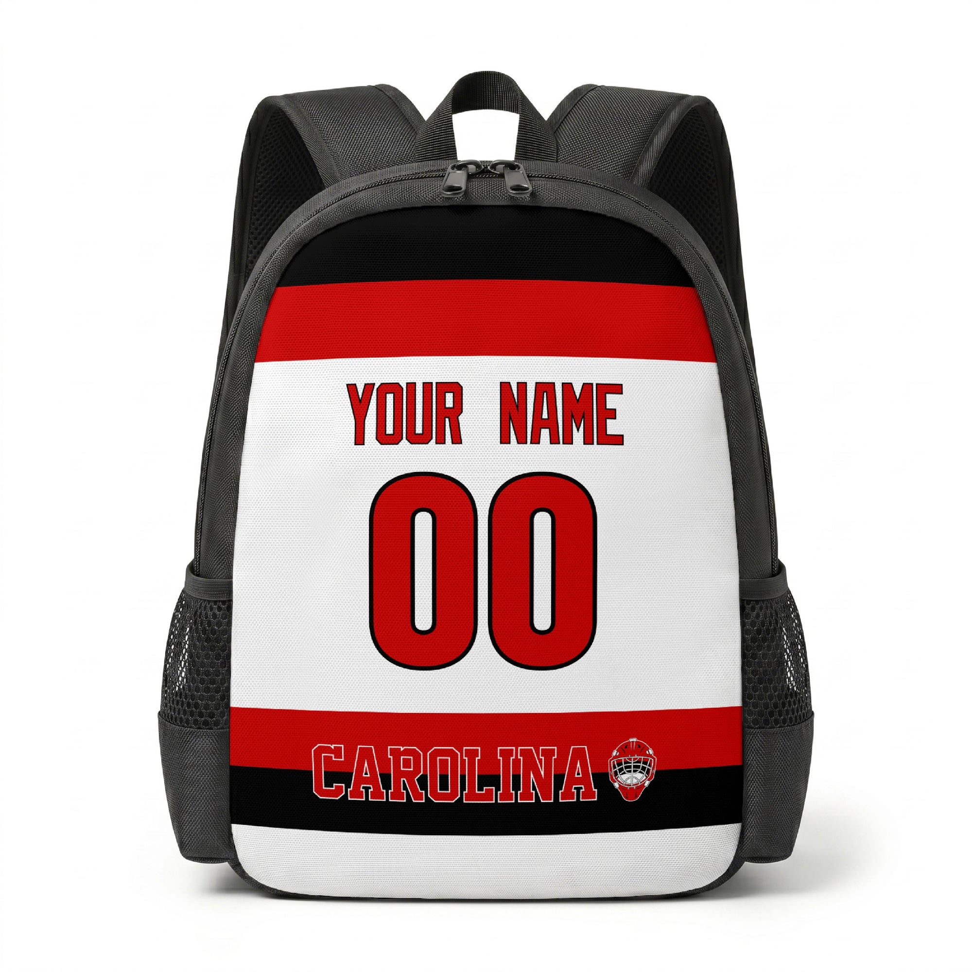 Carolina personalized hockey backpack alternate front view