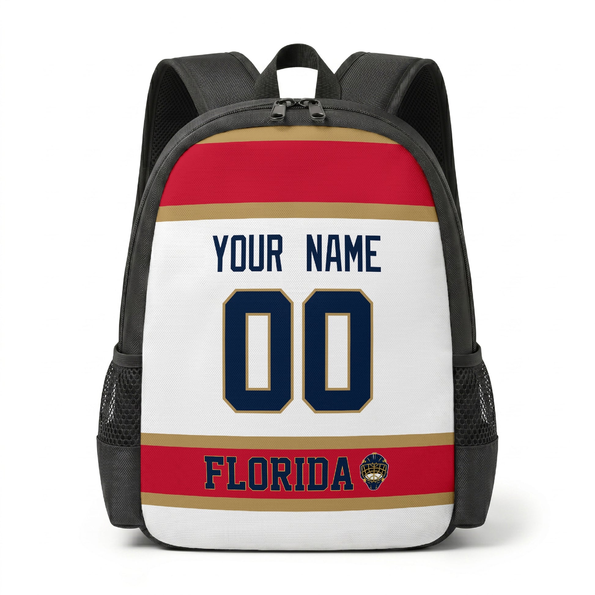 Florida personalized hockey backpack alternate front view