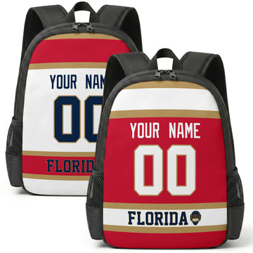 Custom hockey backpack for Florida fans with name and number preview
