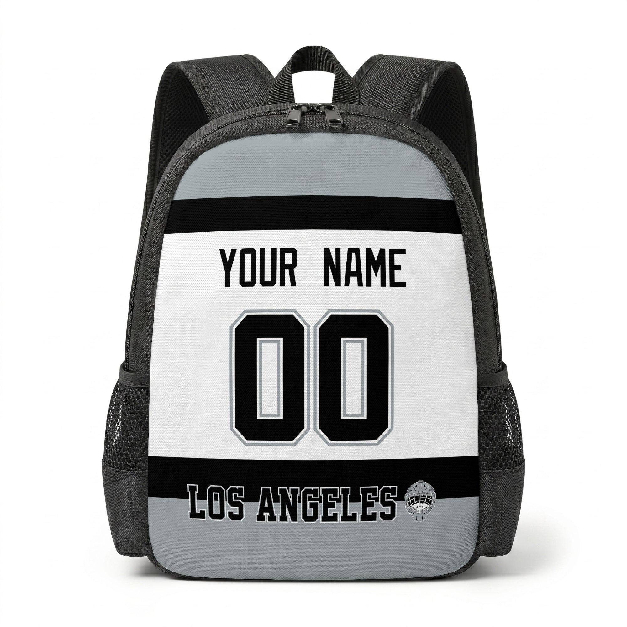 Los Angeles personalized hockey backpack alternate front view